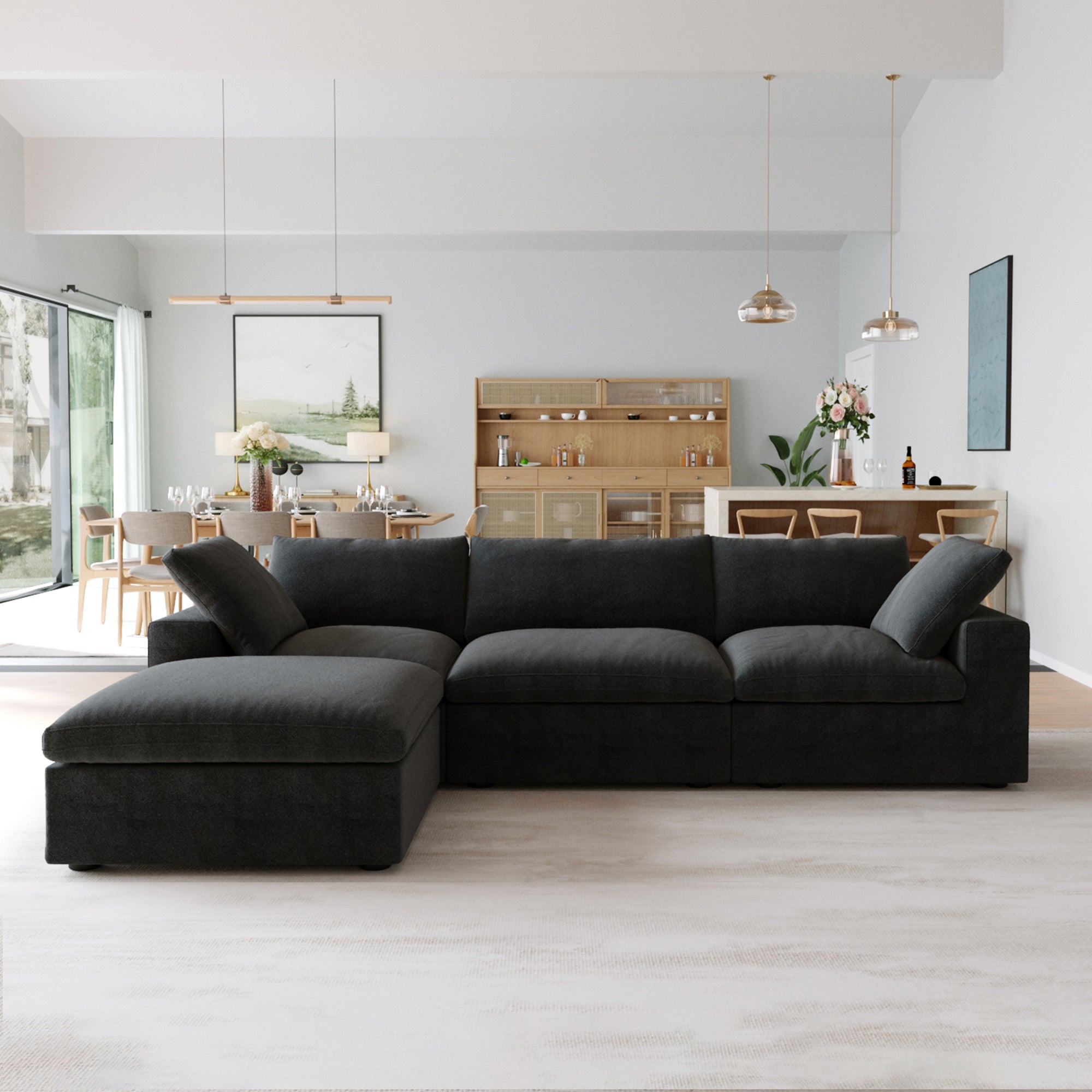 Classic Modular 3-Seater Sectional in Black