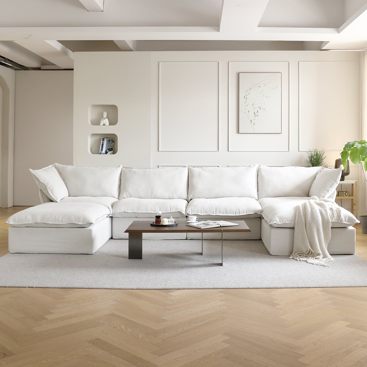 Slipcovers Only - Modular Luxe 4-Seater U-Sectional in White