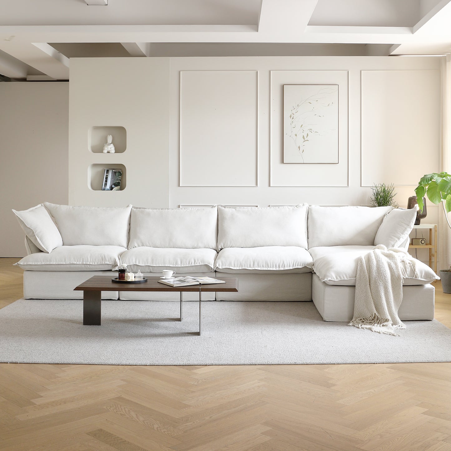 Slipcovers Only - Modular Luxe 4-Seater Sectional in White