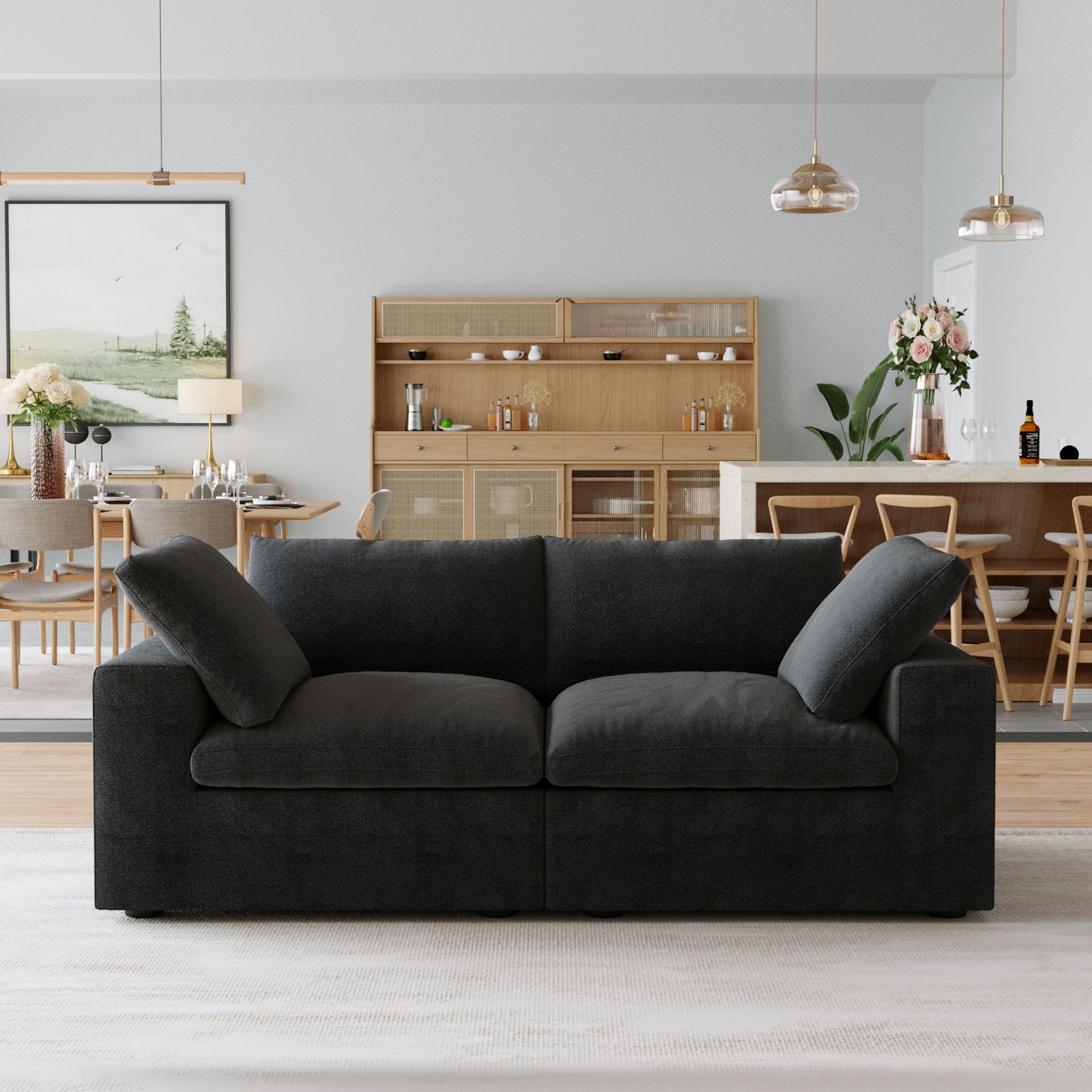 Slipcovers Only - Classic Modular 2-Seater Sofa in Black