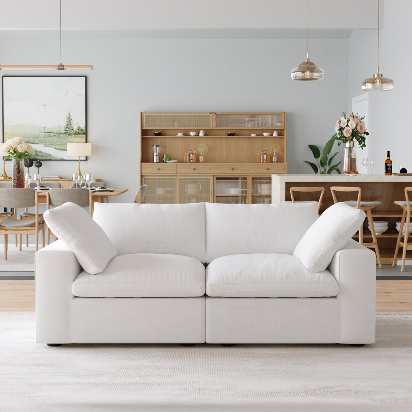 Slipcovers Only - Classic Modular 2-Seater Sofa in White
