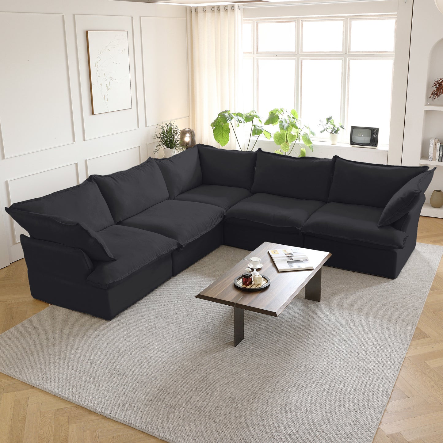 Slipcovers Only - Modular Luxe 5-Seater Corner Sectional in Black