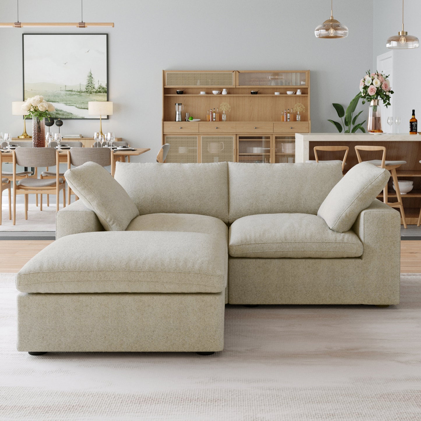 Slipcovers Only - Classic Modular 2-Seater Sectional in Khaki