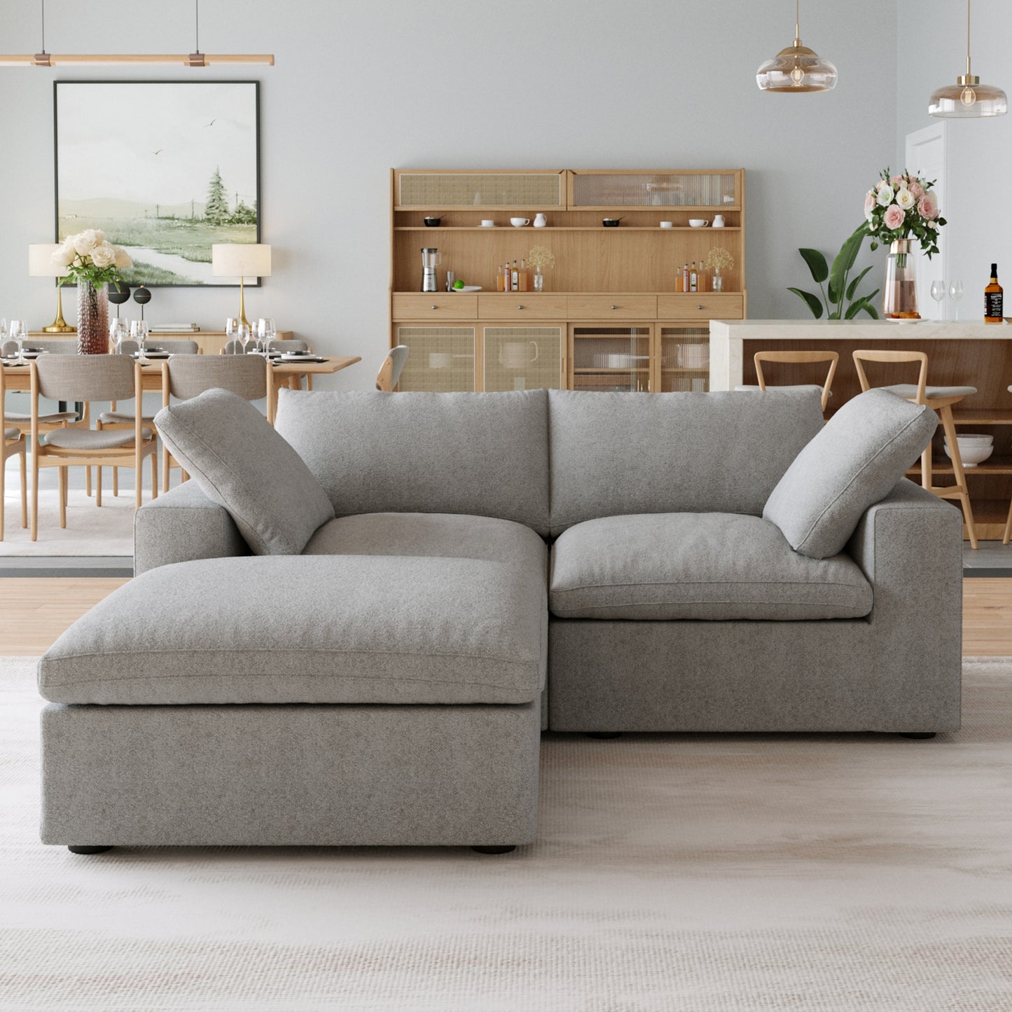 Slipcovers Only - Classic Modular 2-Seater Sectional in Gray