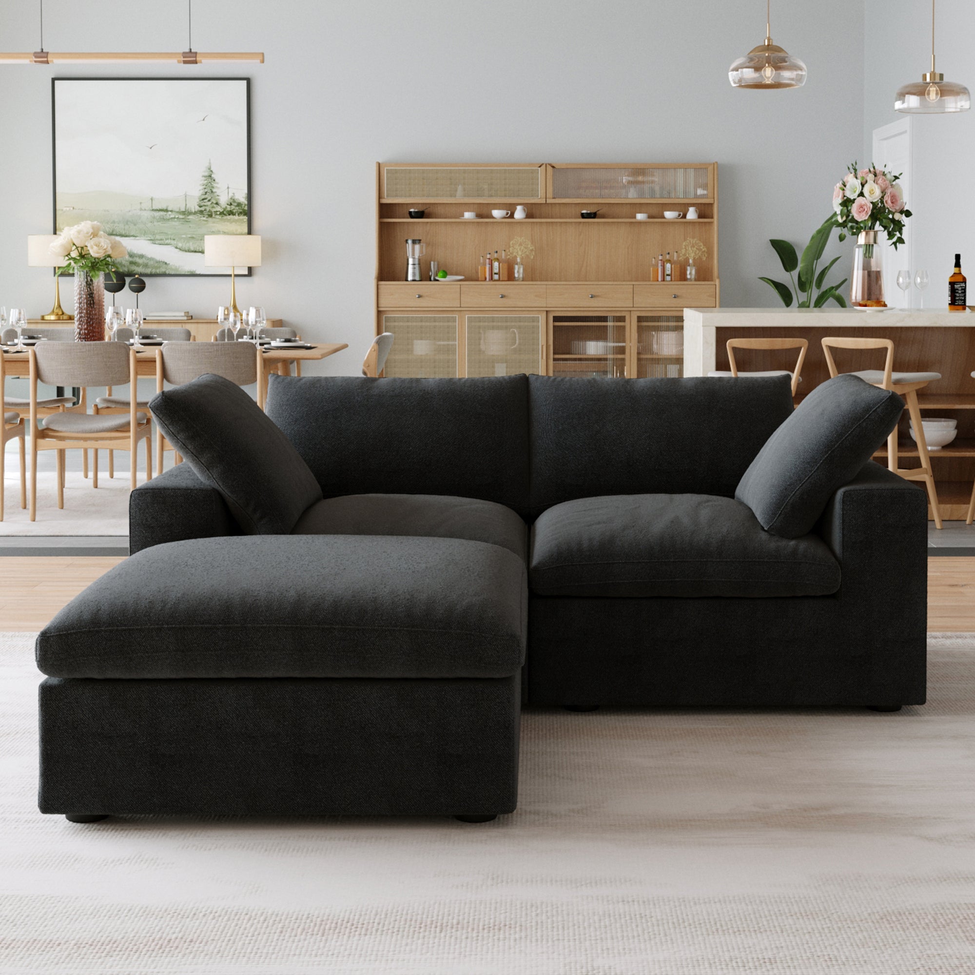Classic Modular 2-Seater Sectional in Black