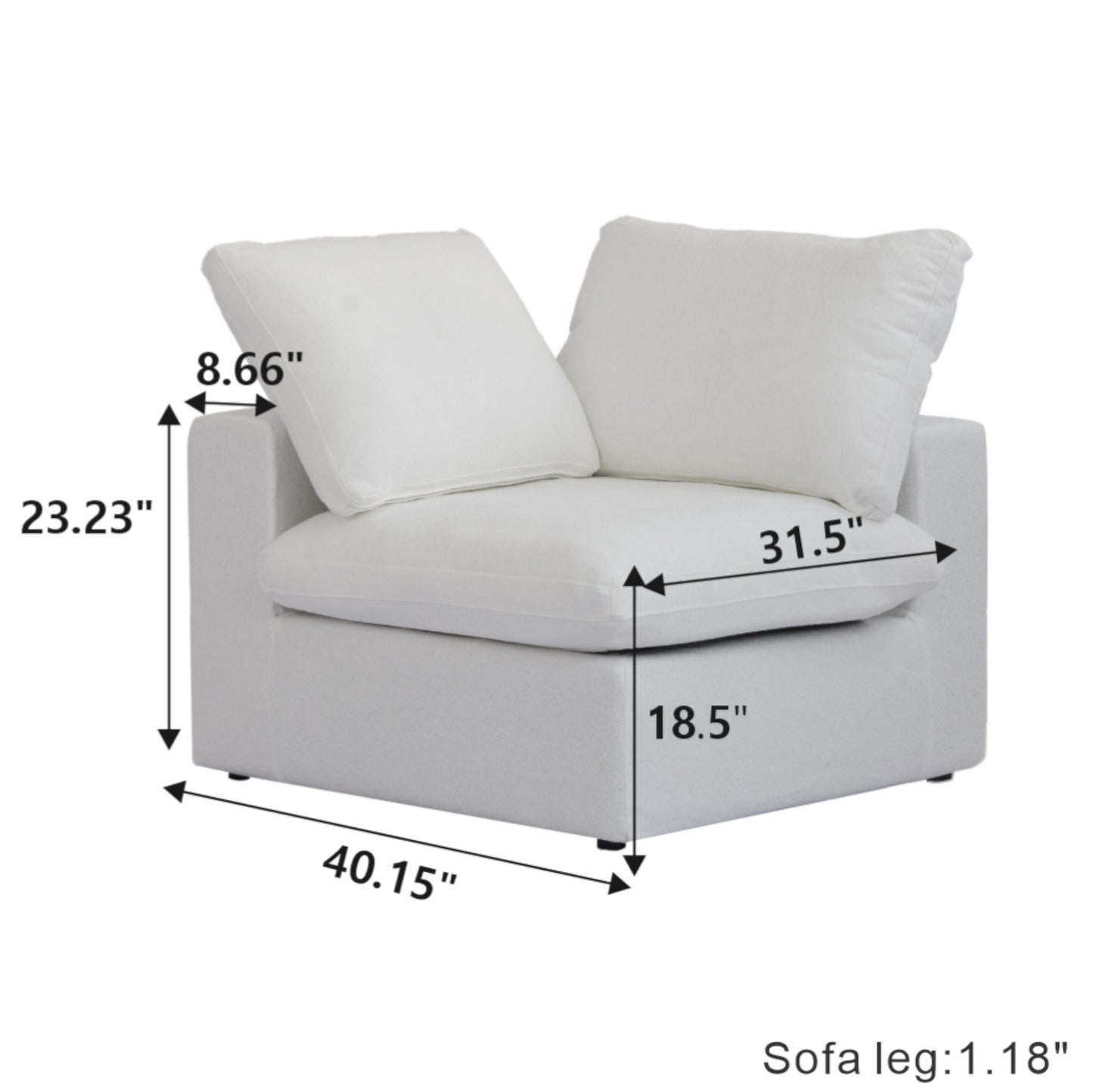Classic Modular Corner Piece (L&R Armrest) in White
