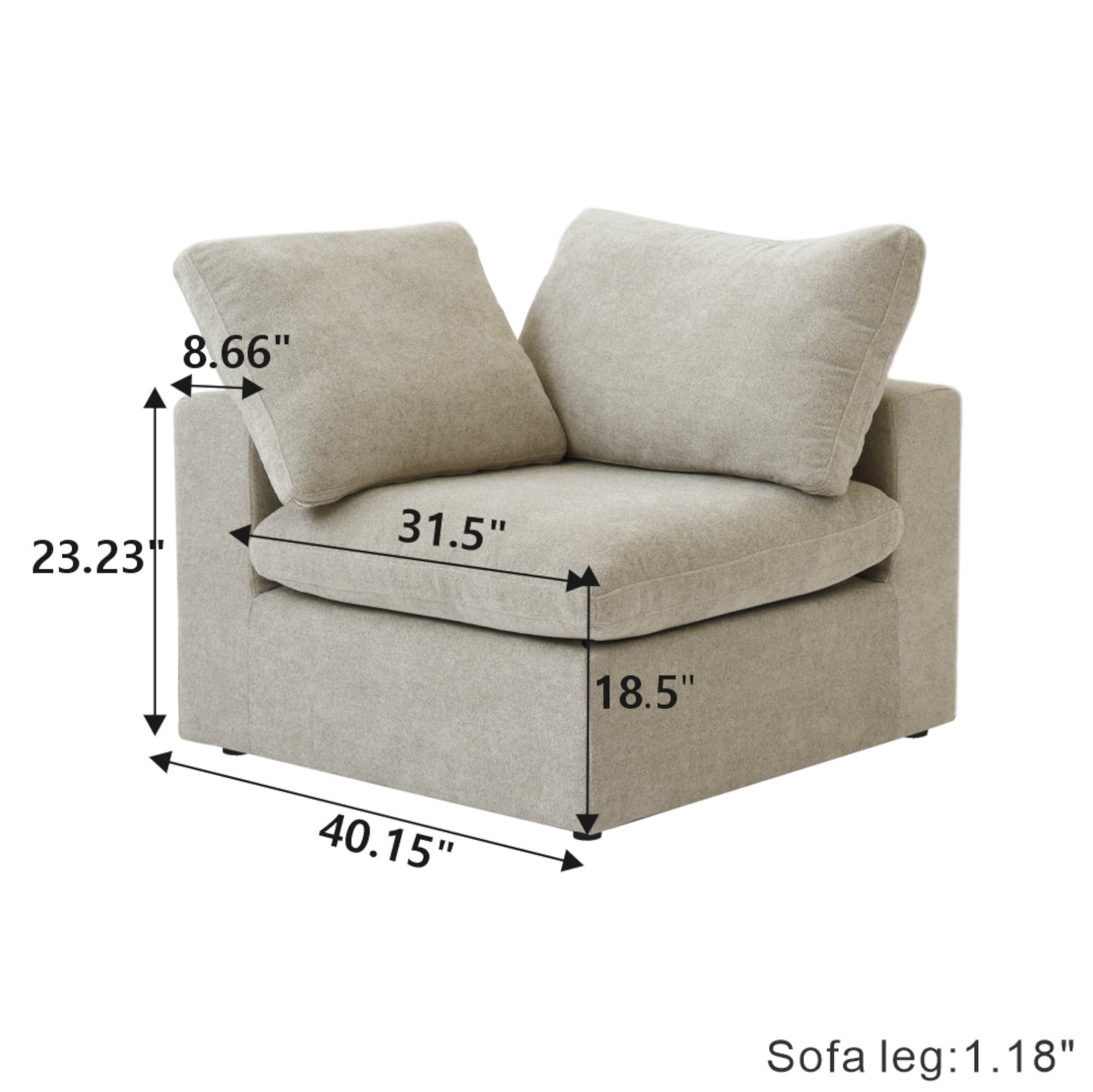 Classic Modular Corner Piece (L&R Armrest) in Khaki