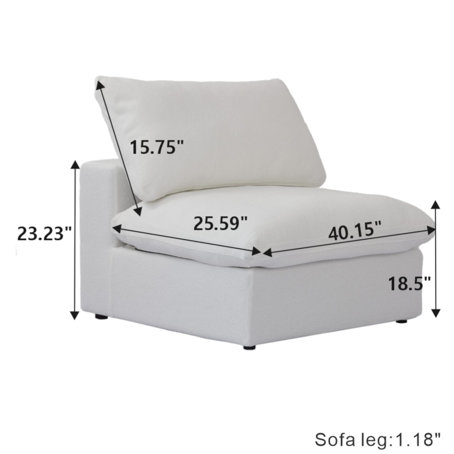 Classic Modular Armless/Median Piece in White