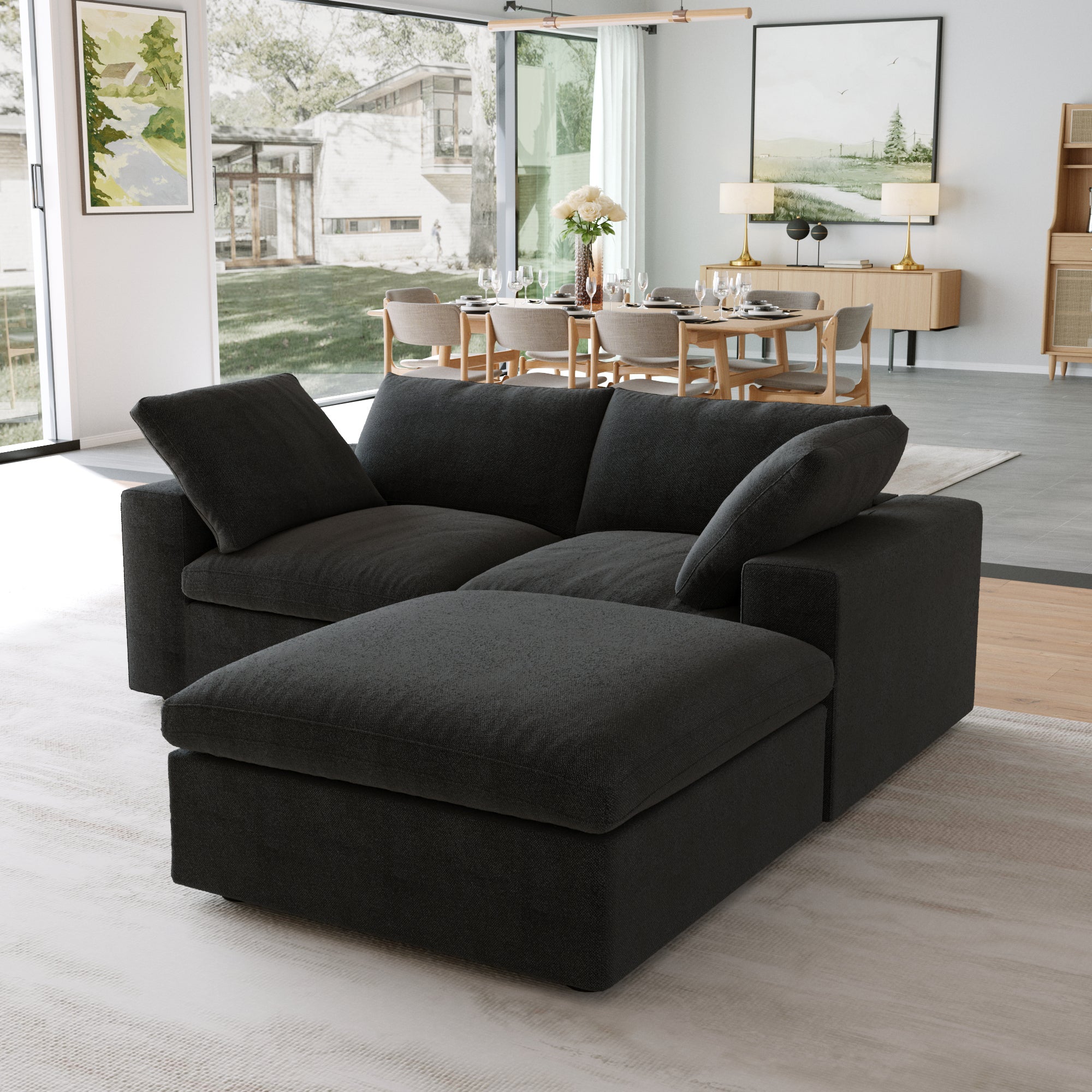Classic Modular 2-Seater Sectional in Black