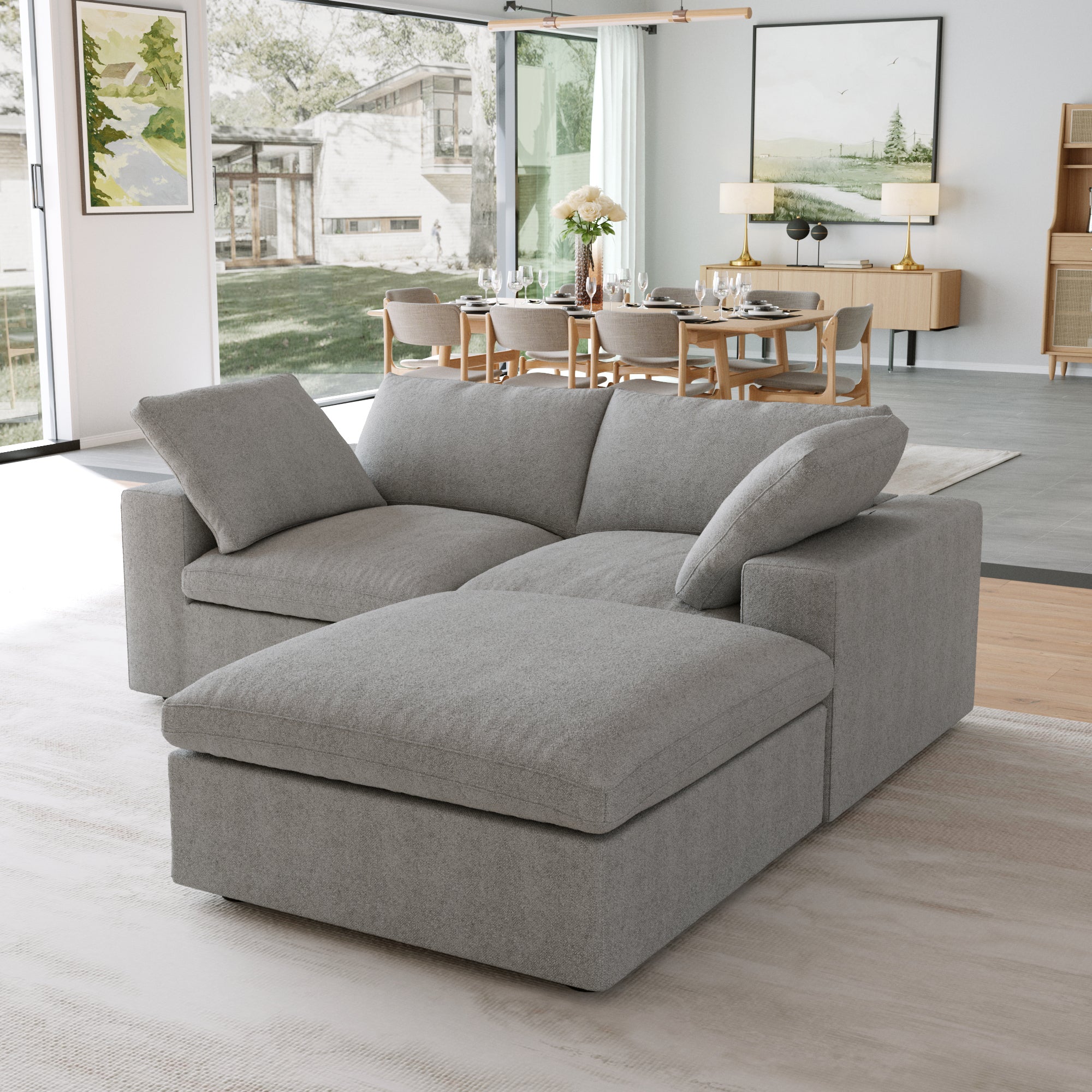 Classic Modular 2-Seater Sectional in Gray