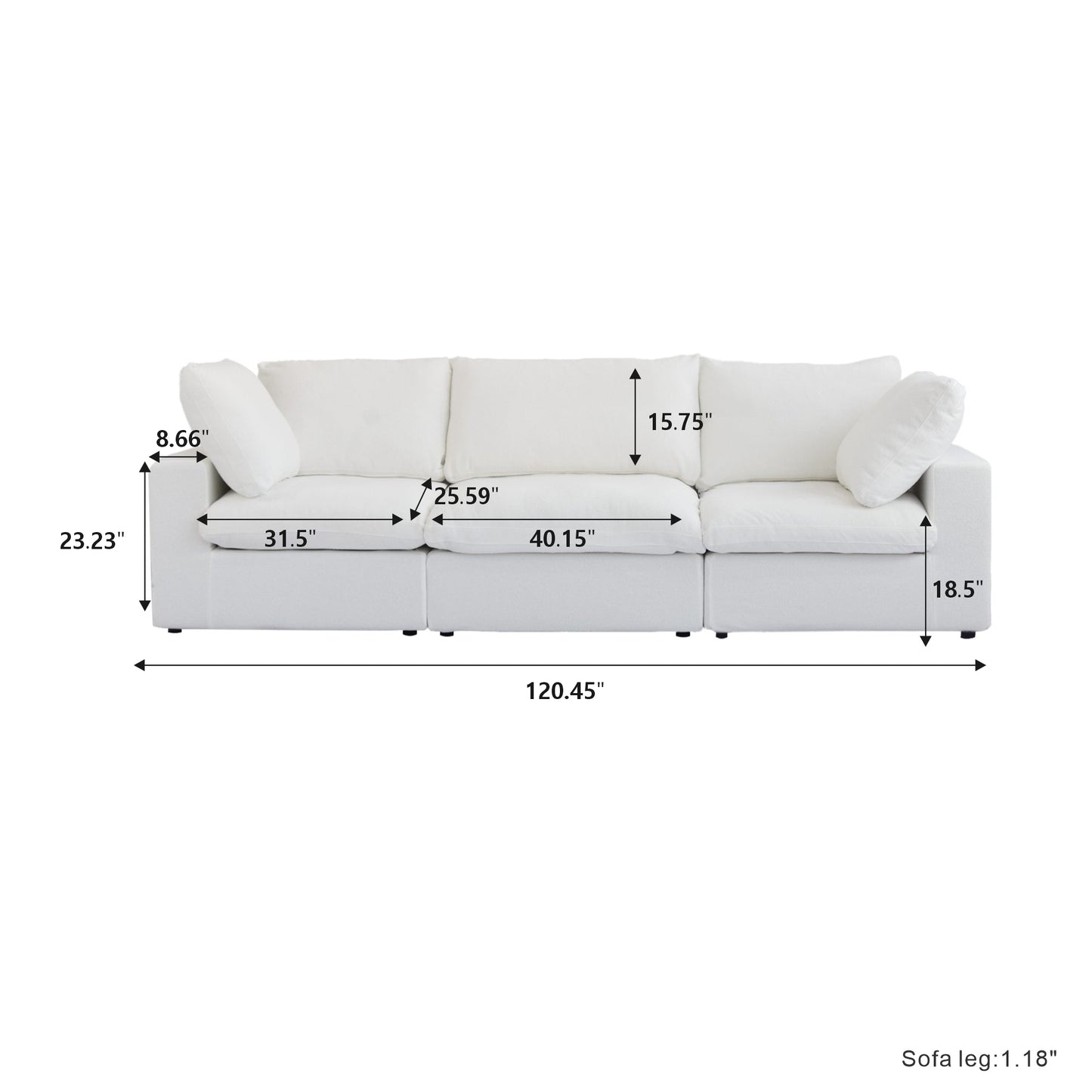 Classic Modular 3-Seater Sofa in White — Nationwide