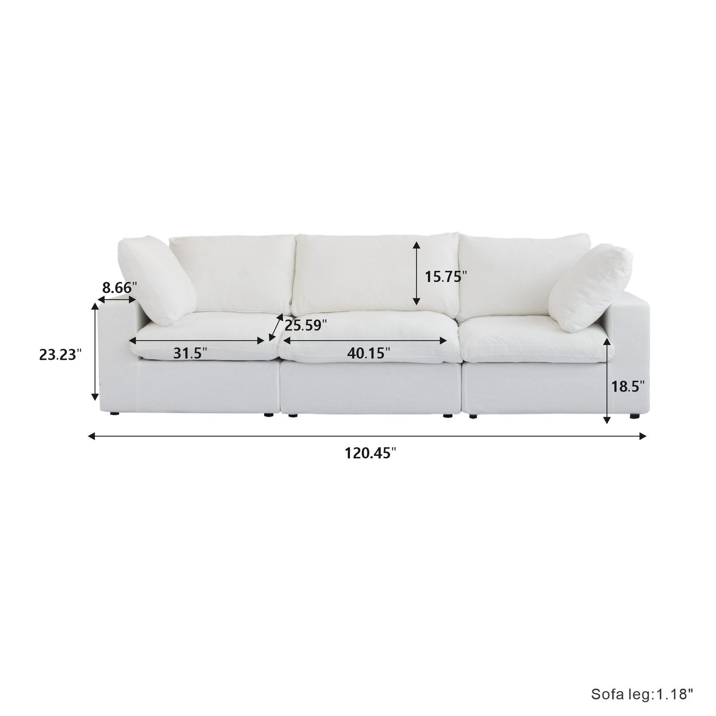 Classic Modular 3-Seater Sofa in White