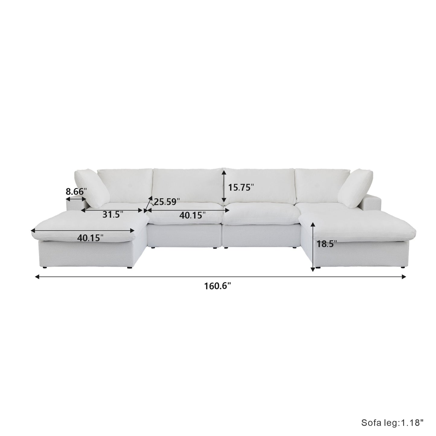 Classic Modular 4-Seater U-Sectional in White — Nationwide
