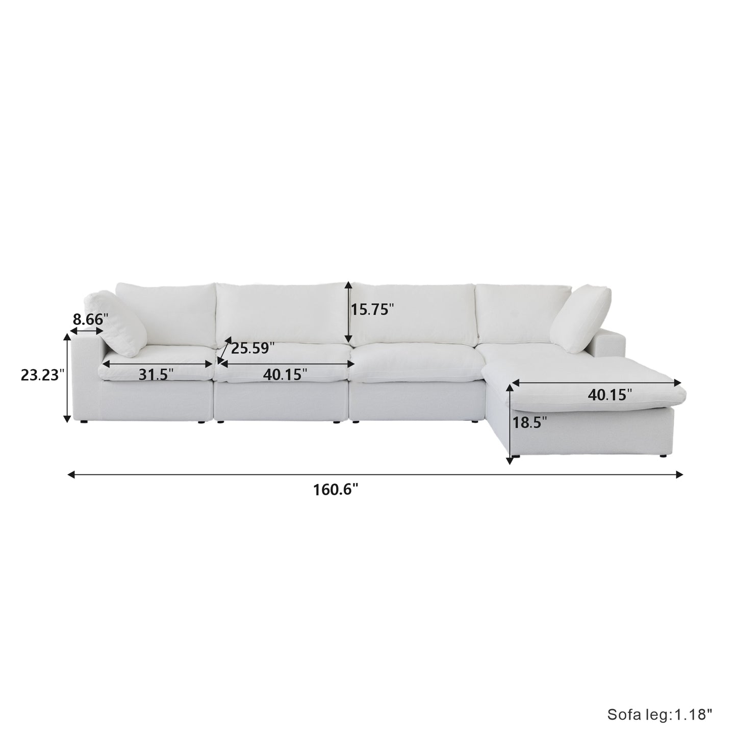 Classic Modular 4-Seater Sectional in White