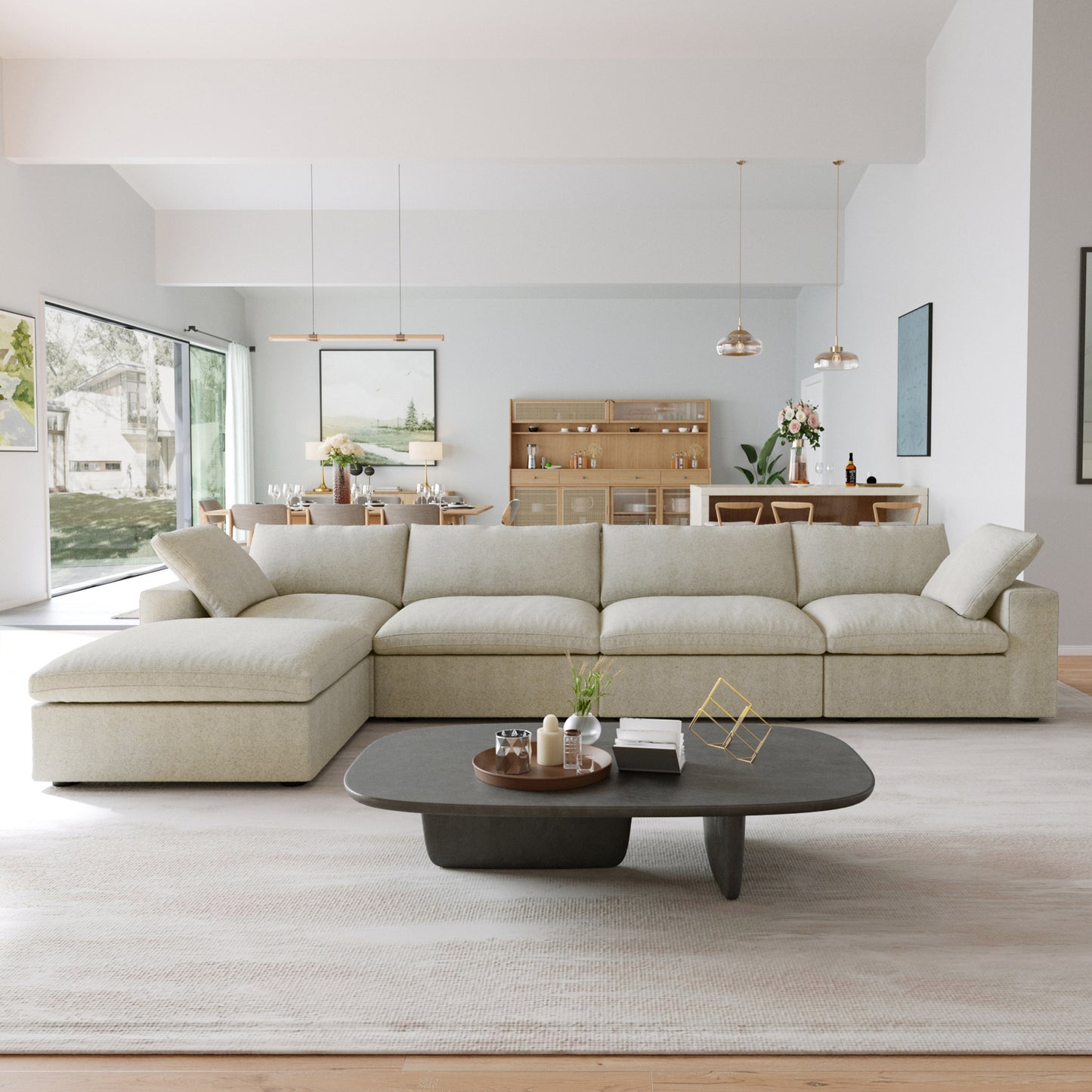 Slipcovers Only - Classic Modular 4-Seater Sectional in Khaki