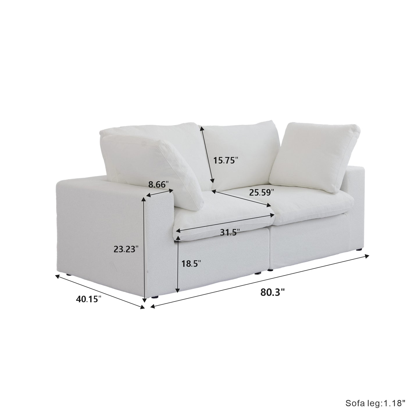 Classic Modular 2-Seater Sofa in White