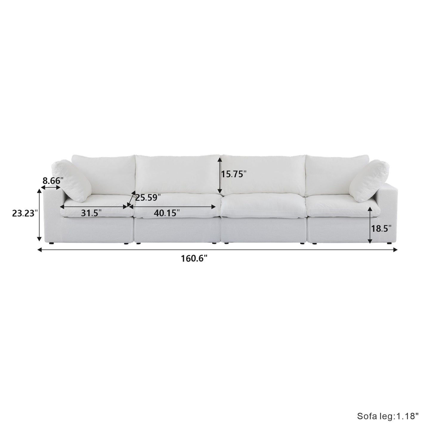 Classic Modular 4-Seater in White — Nationwide