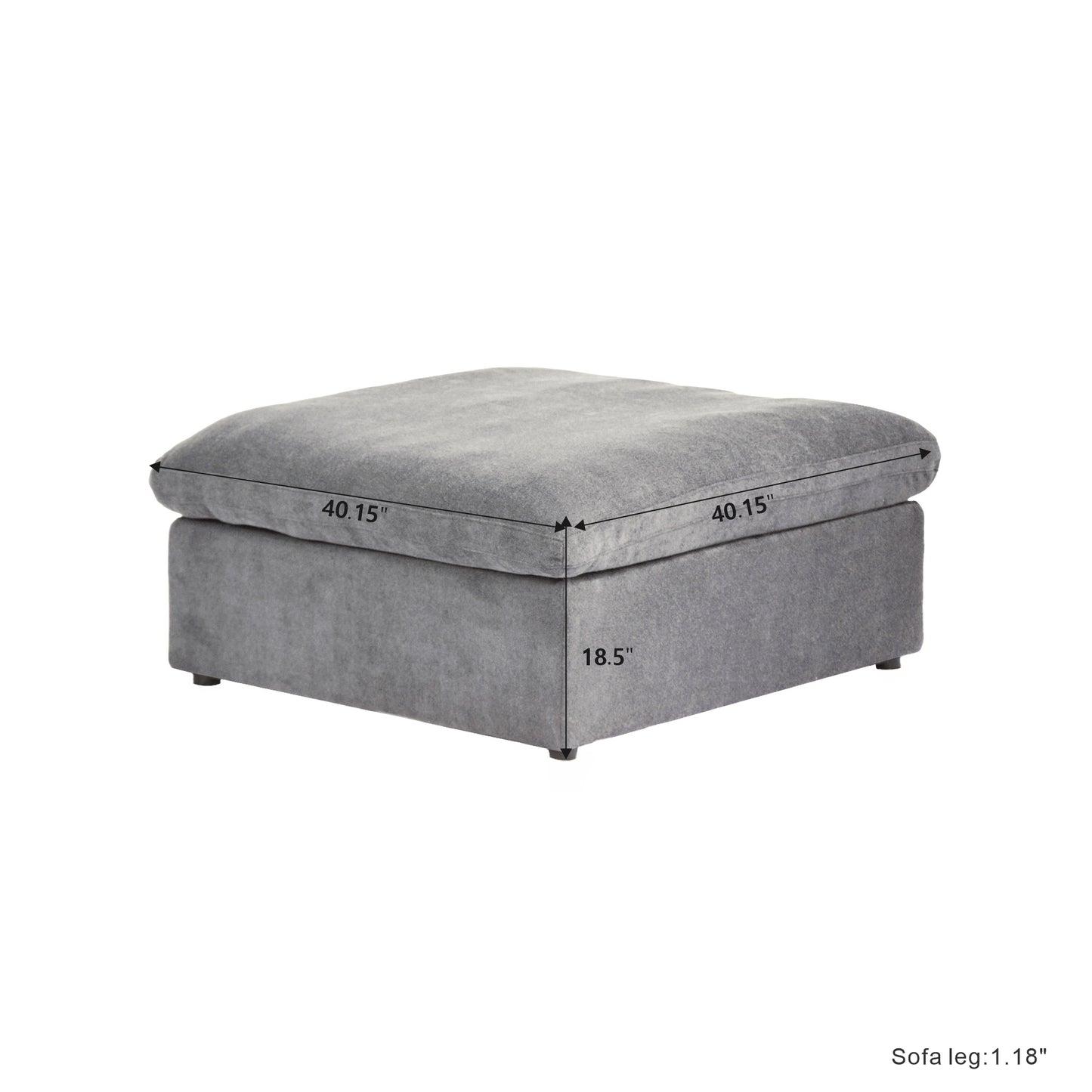 Classic Modular Ottoman Piece in Gray