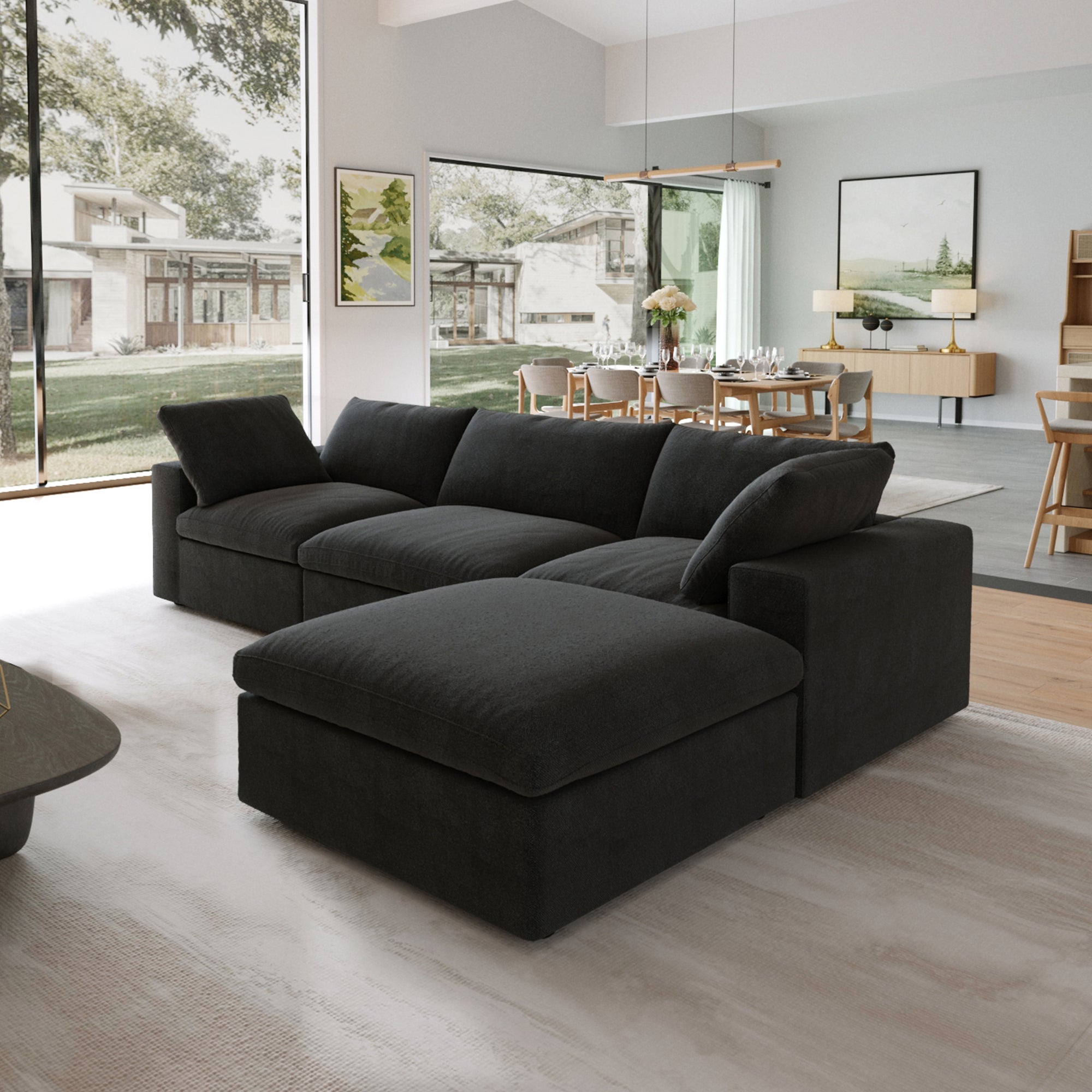 Classic Modular 3-Seater Sectional in Black