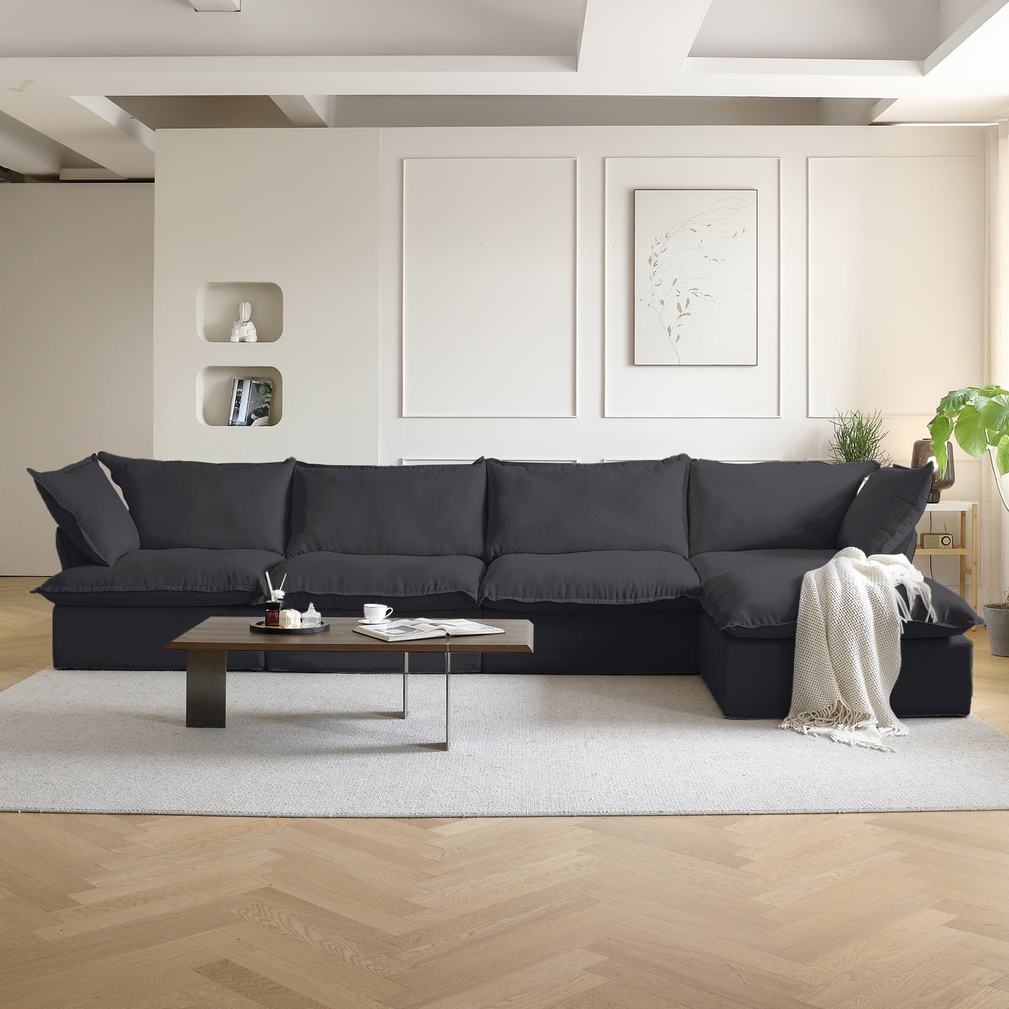 Slipcovers Only - Modular Luxe 4-Seater Sectional in Black