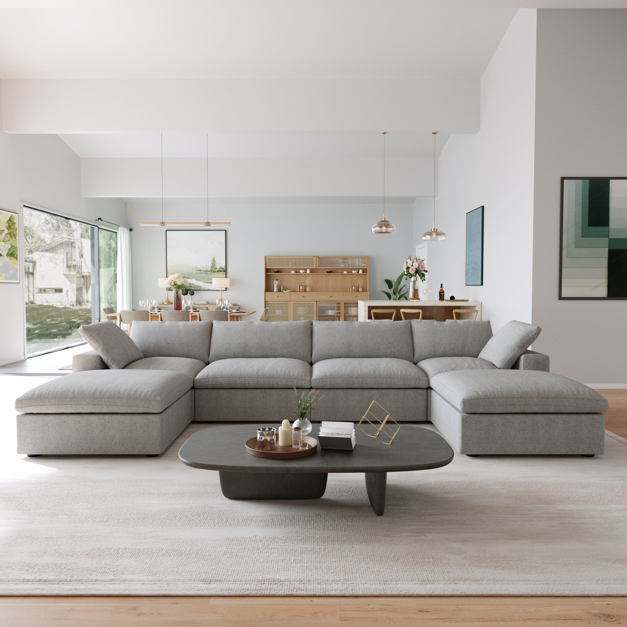 Slipcovers Only - Classic Modular 4-Seater U-Sectional in Gray