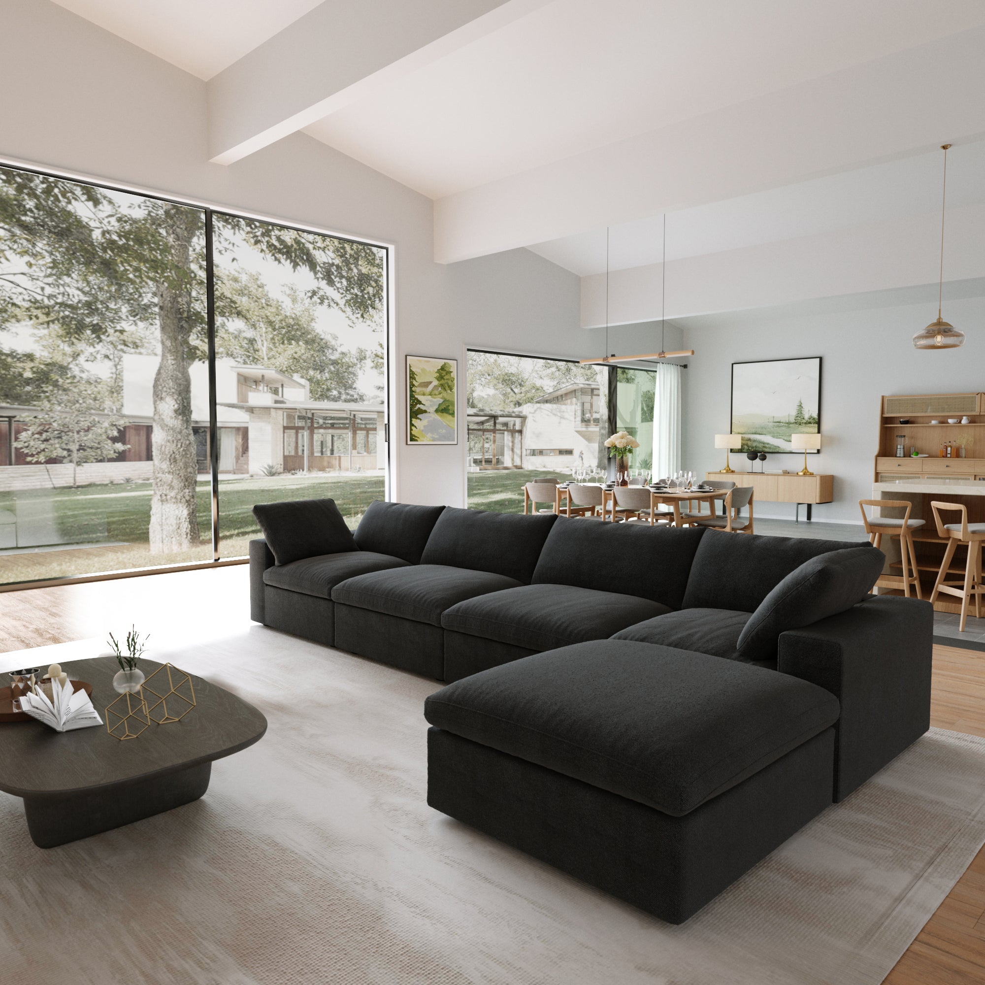 Classic Modular 4-Seater Sectional in Black