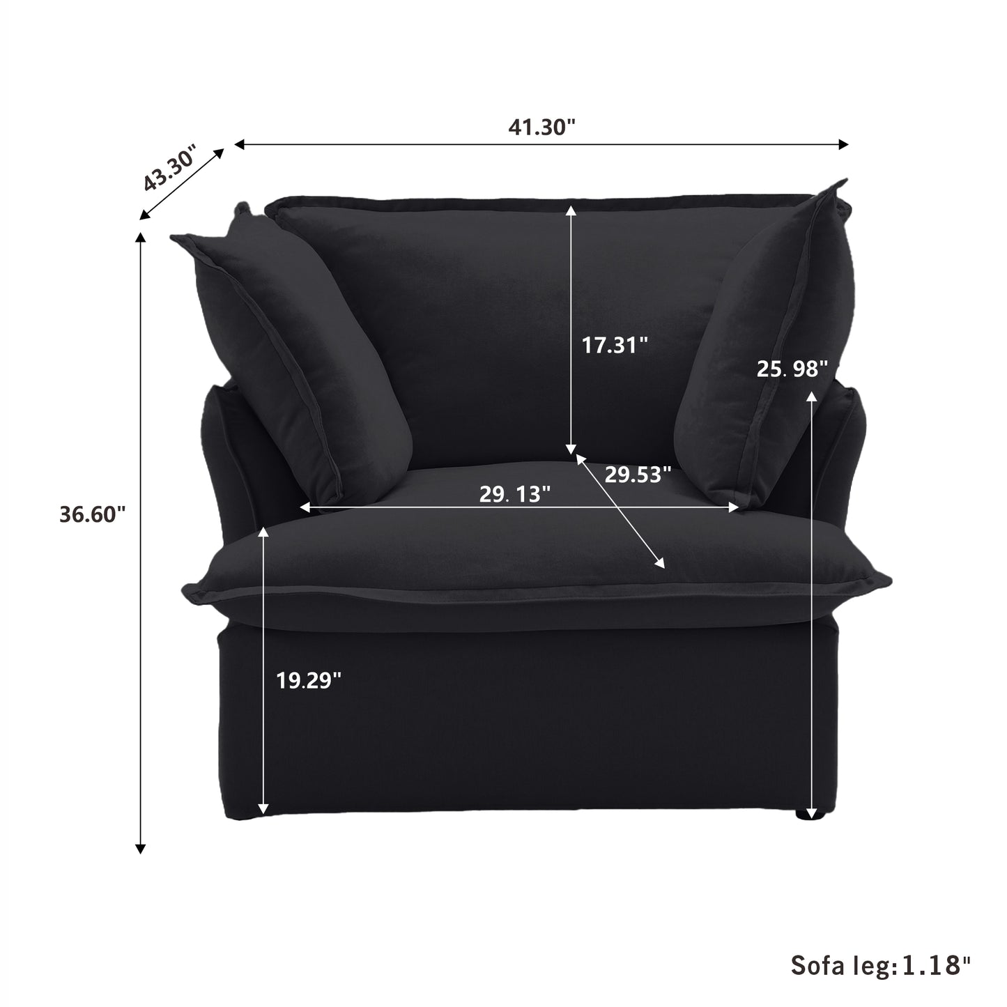 Modular Luxe Armchair in Black