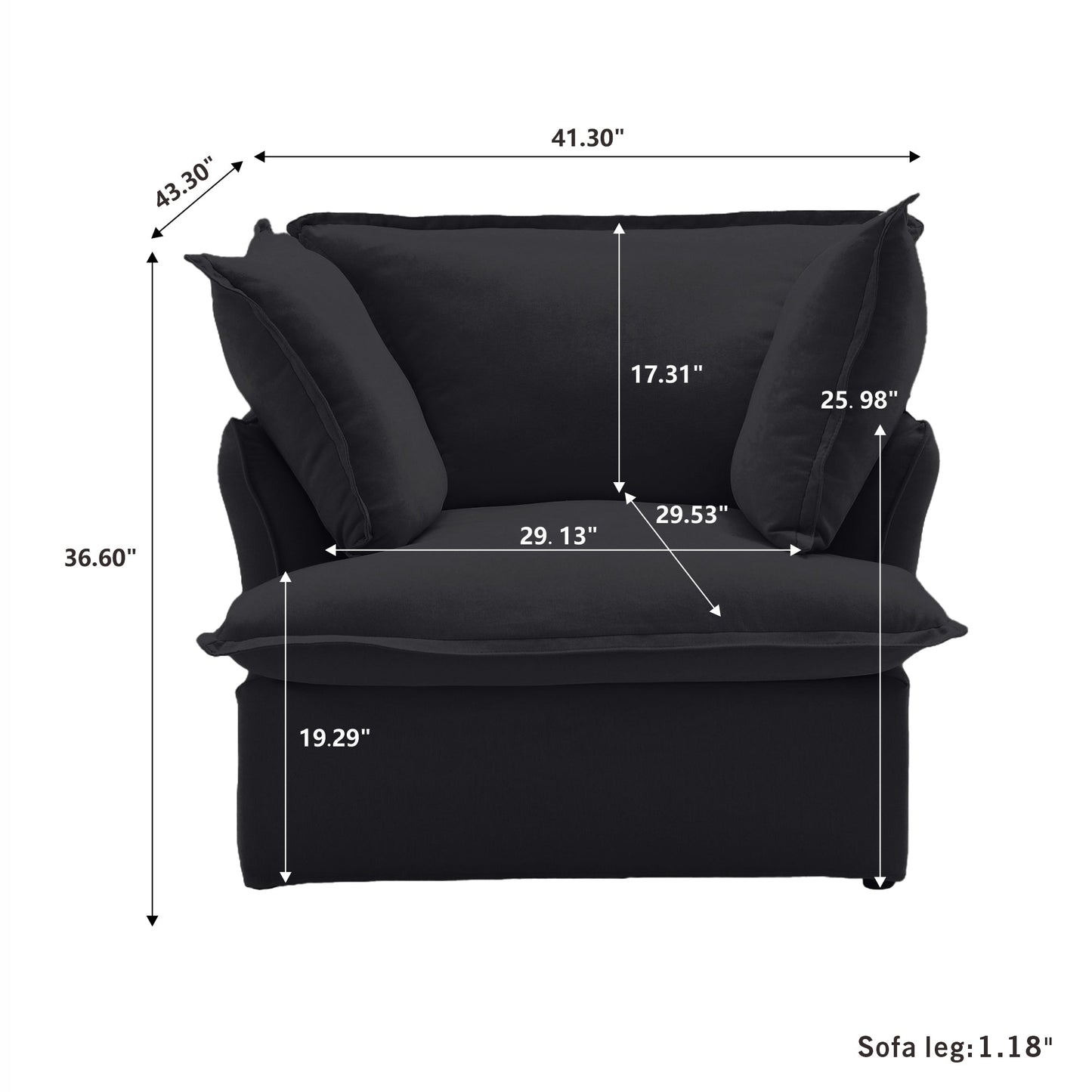 Modular Luxe Armchair in Black — Nationwide