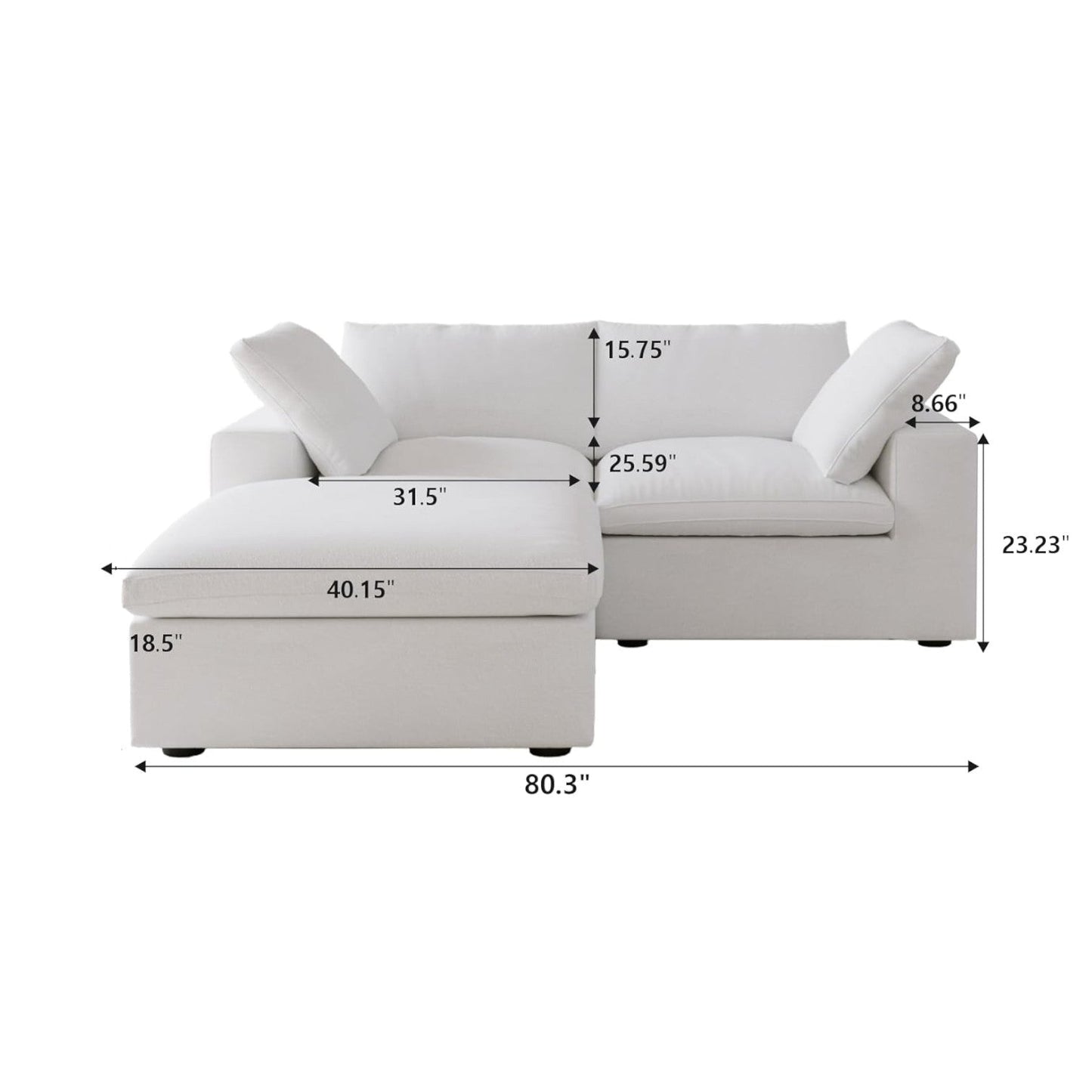 Classic Modular 2-Seater Sectional in White