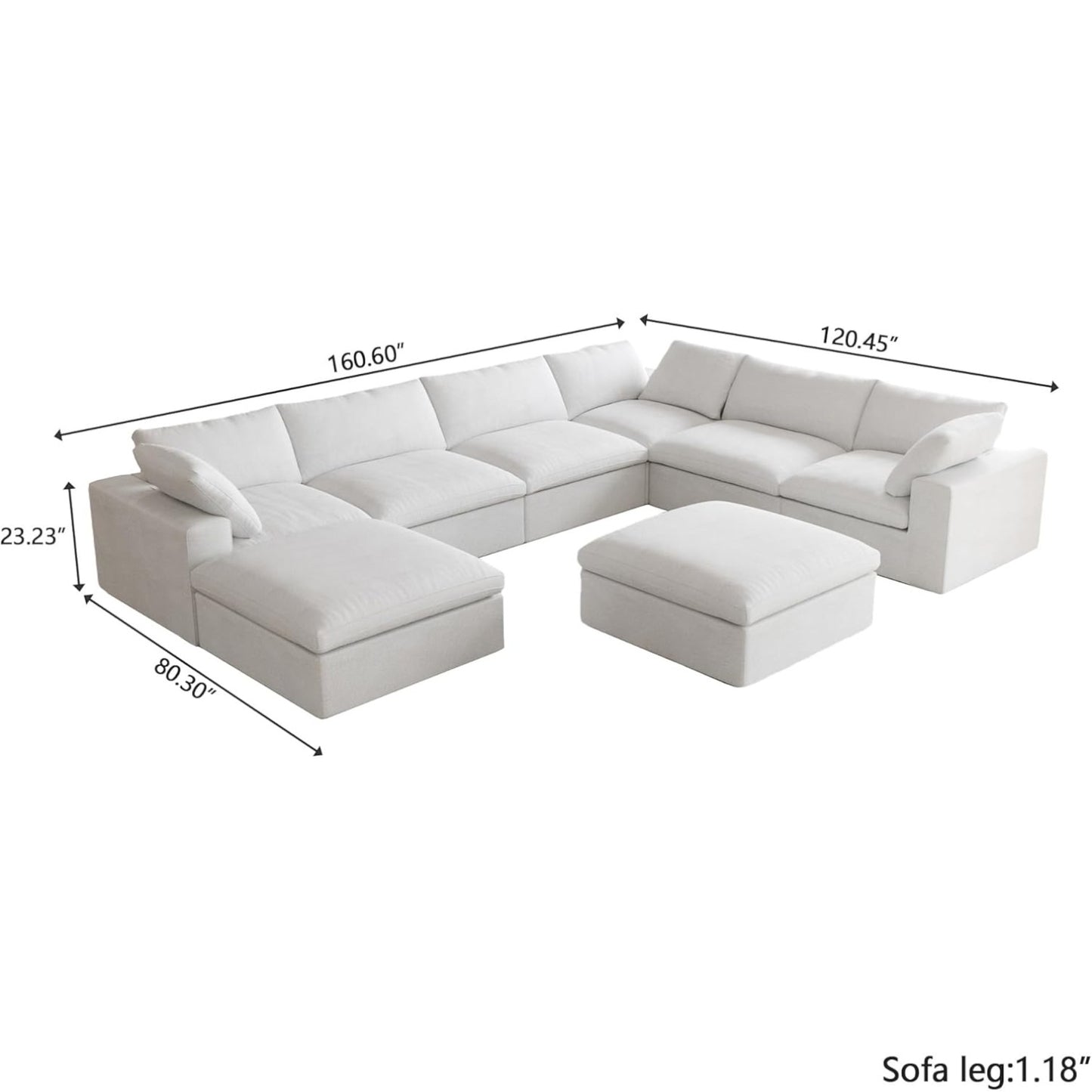 Classic Modular 7-Seater Corner Chaise in White