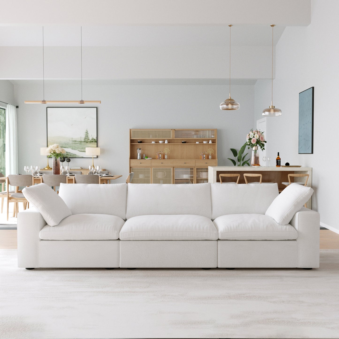 Slipcovers Only - Classic Modular 3-Seater Sofa in White
