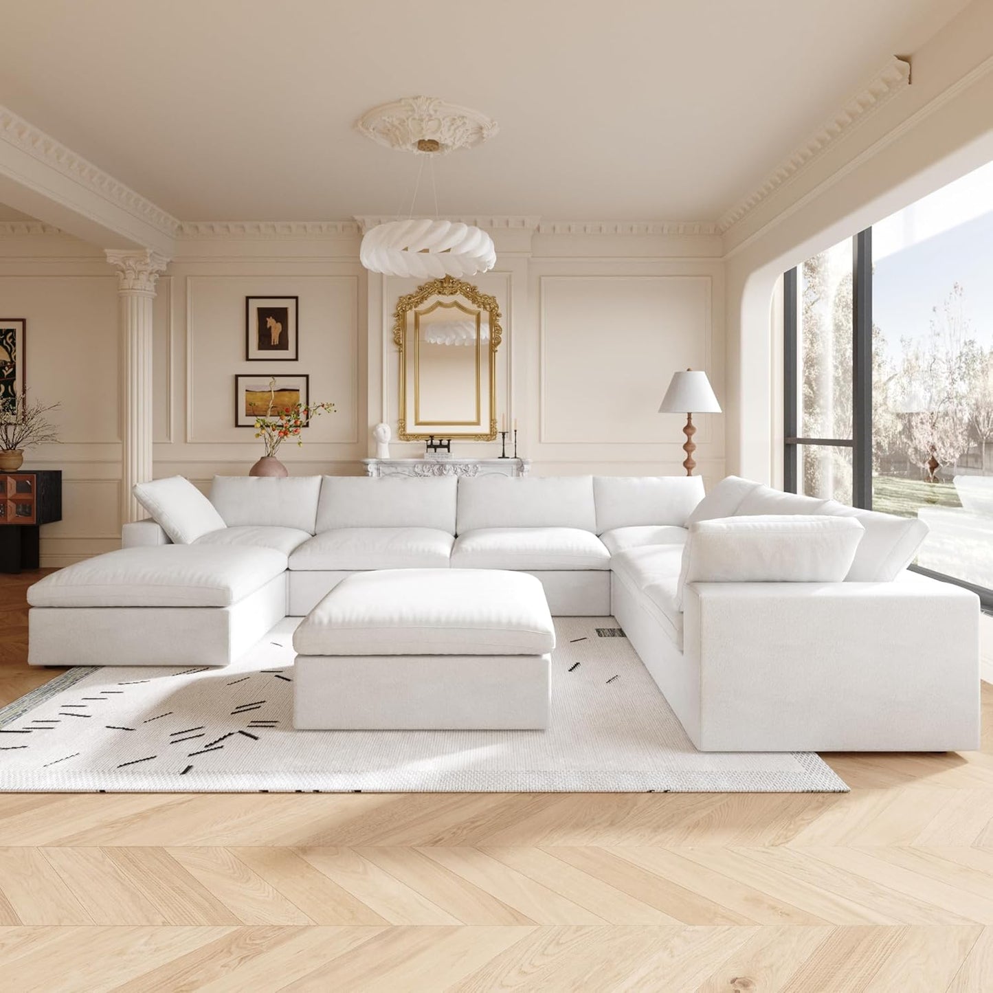 Slipcovers Only - Classic Modular 7-Seater Corner Chaise in White