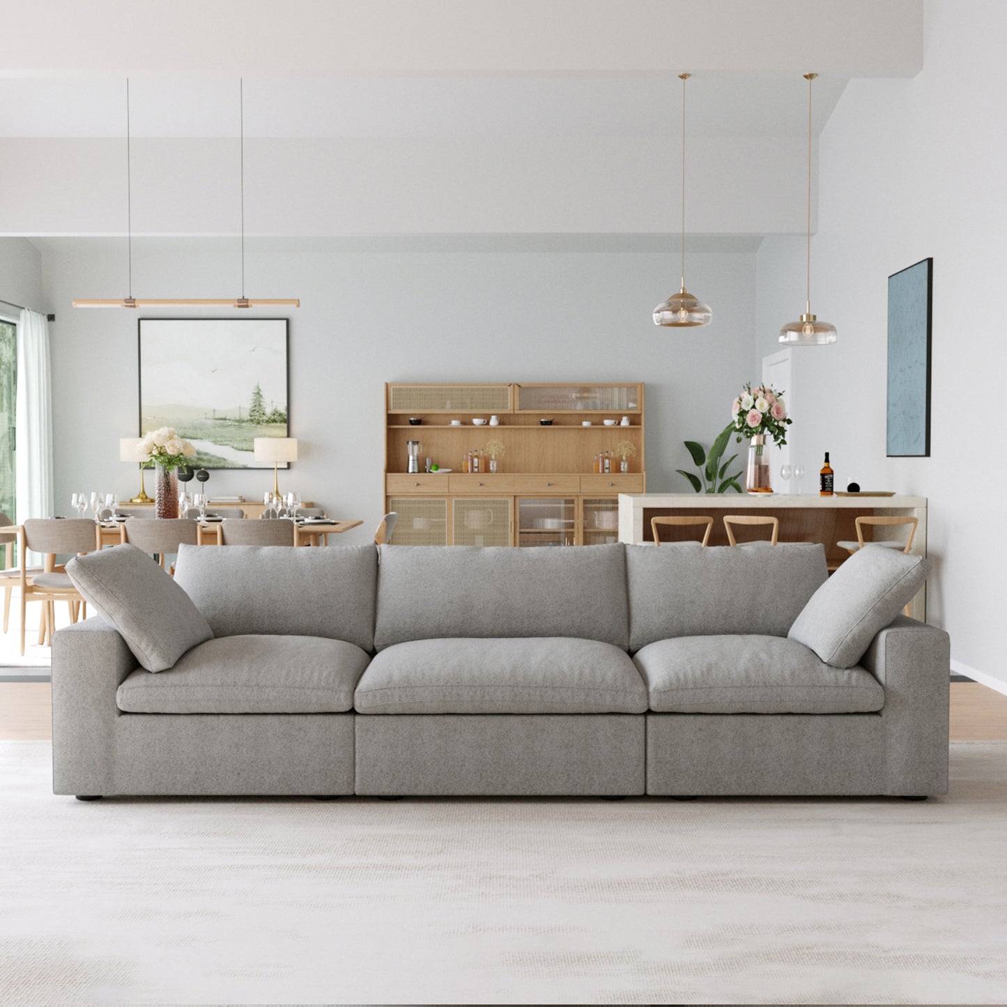 Slipcovers Only - Classic Modular 3-Seater Sofa in Gray