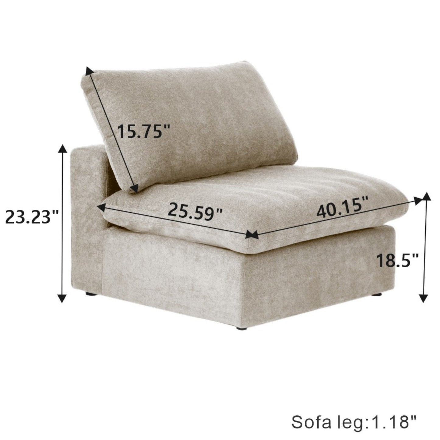 Classic Modular Armless/Median Piece in Khaki