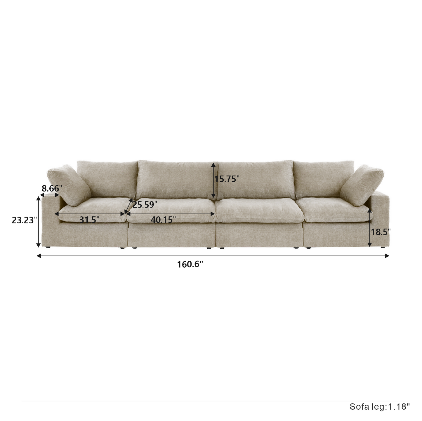 Classic Modular 4-Seater in Khaki — Nationwide