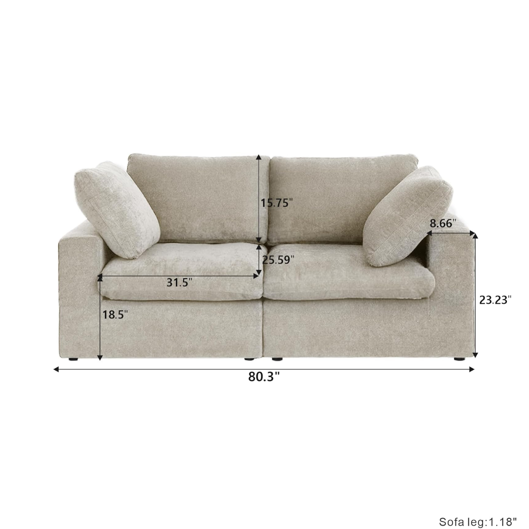 Classic Modular 2-Seater Sofa in Khaki