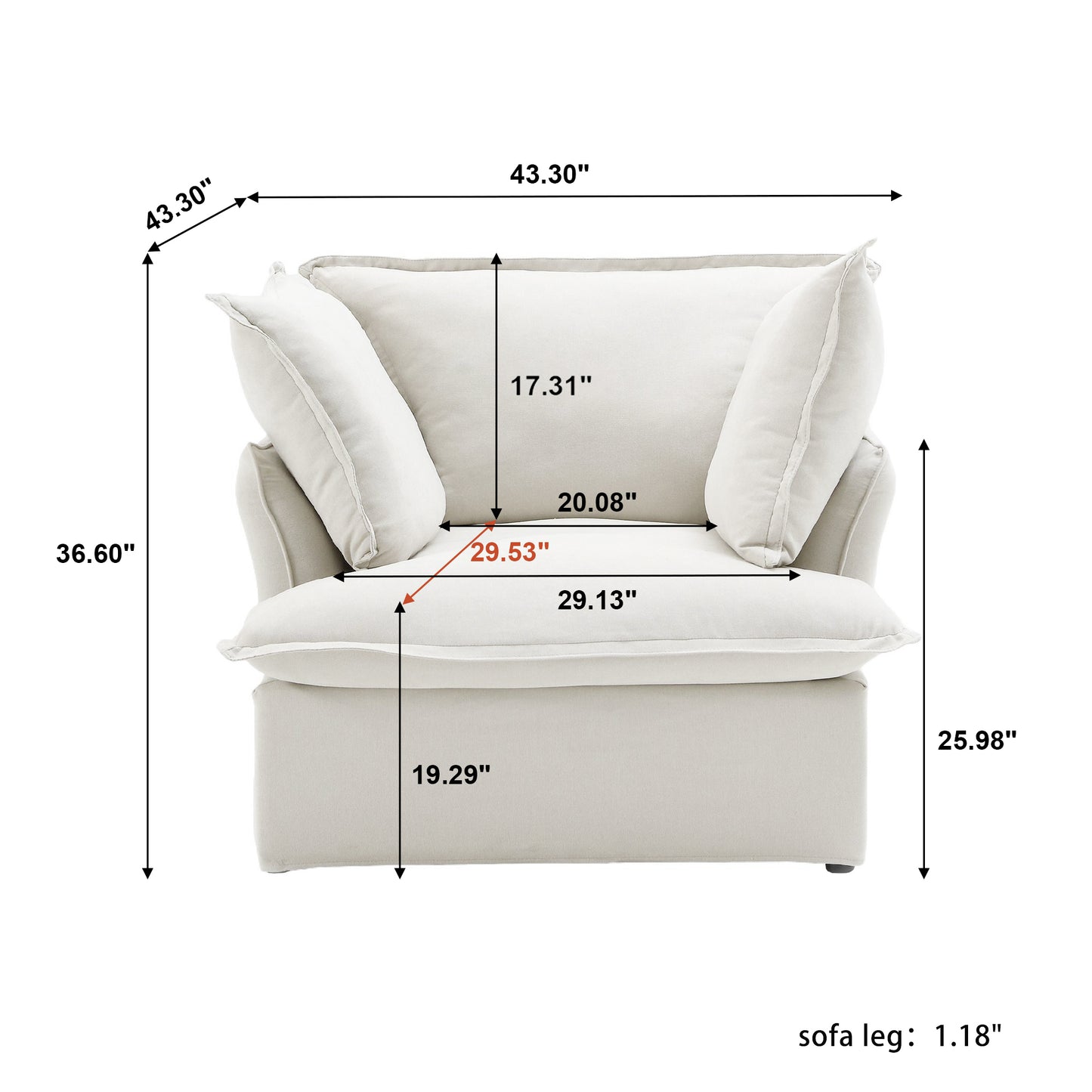Modular Luxe Armchair in White