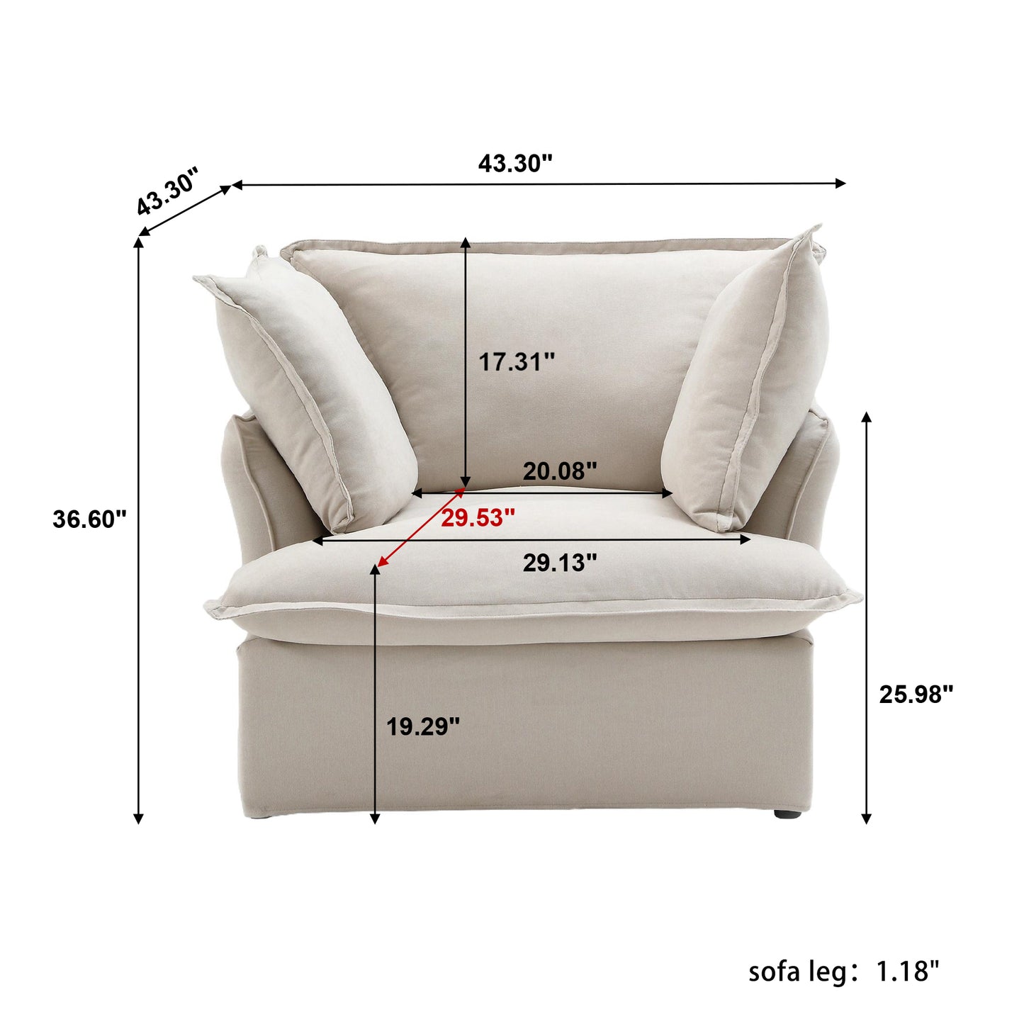 Modular Luxe Armchair in Beige