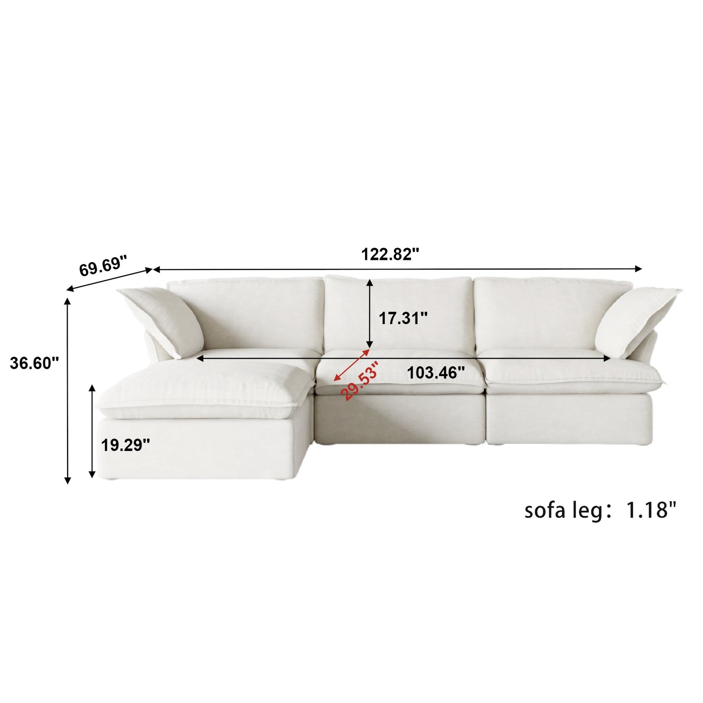 Modular Luxe 3-Seater Sectional in White — Nationwide