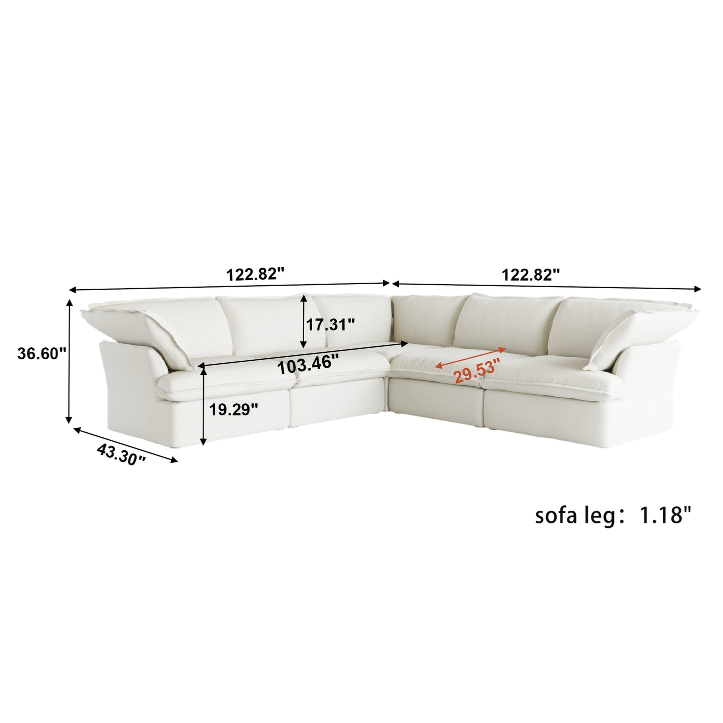 Modular Luxe 5-Seater Corner Sectional in White