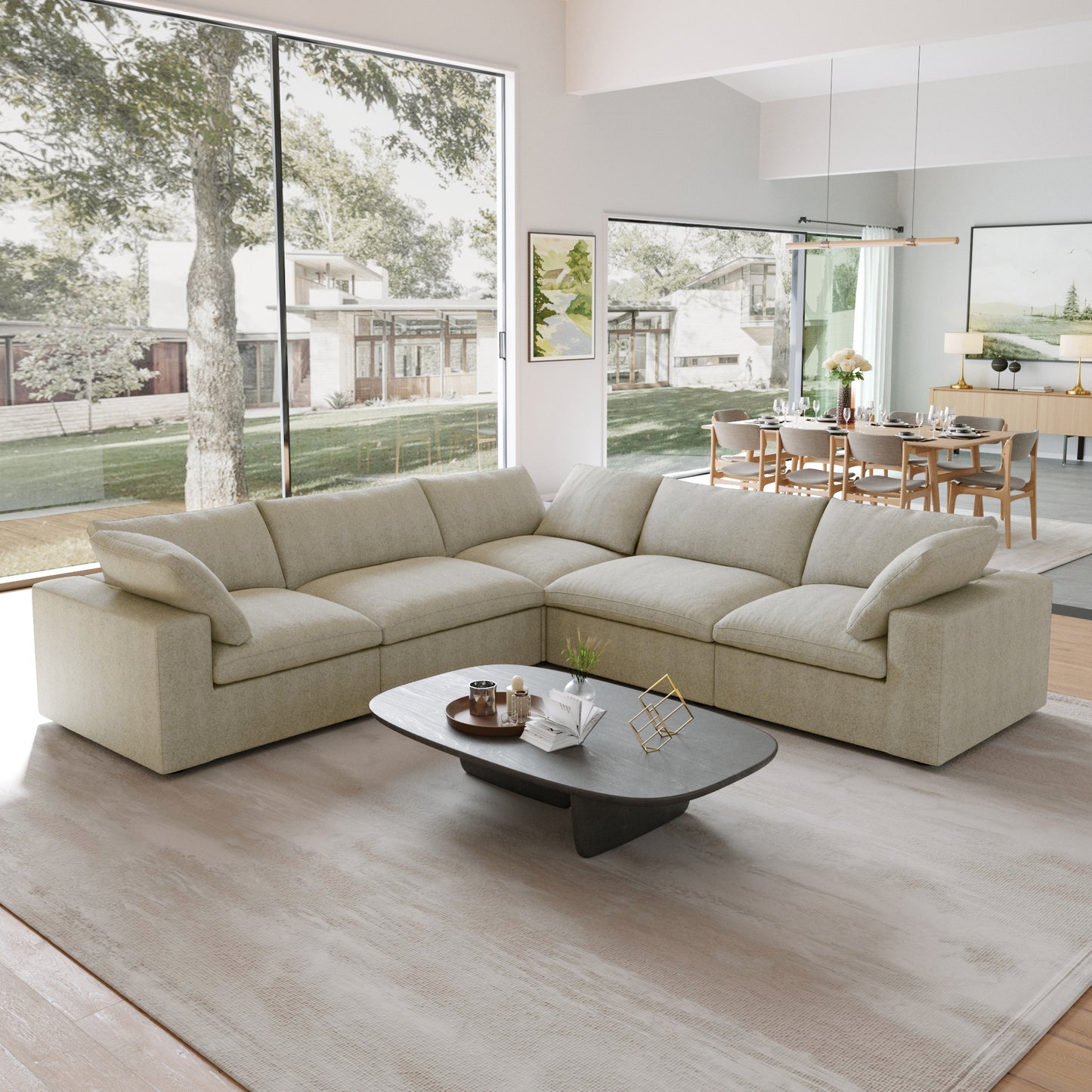 Slipcovers Only - Classic Modular 5-Seater Corner Sectional in Khaki