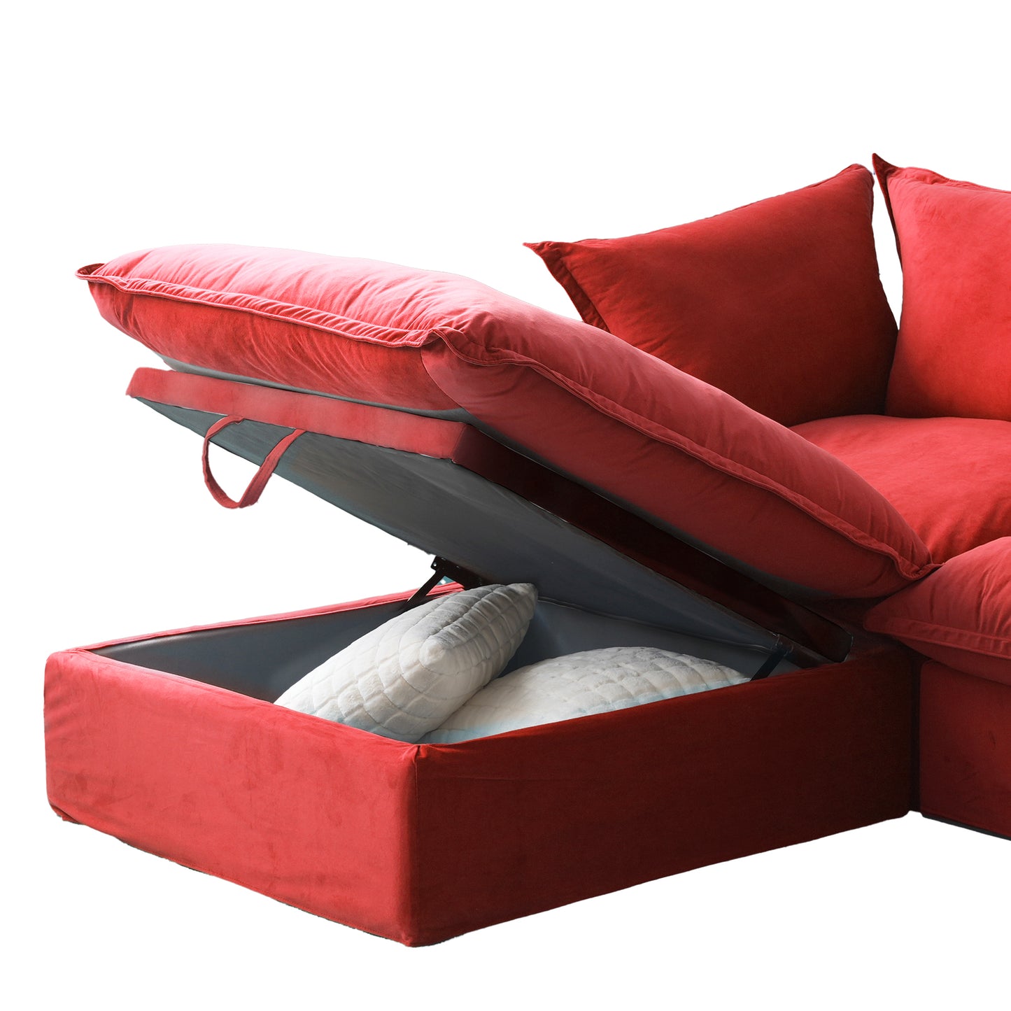 Modular Luxe Ottoman Piece in Red
