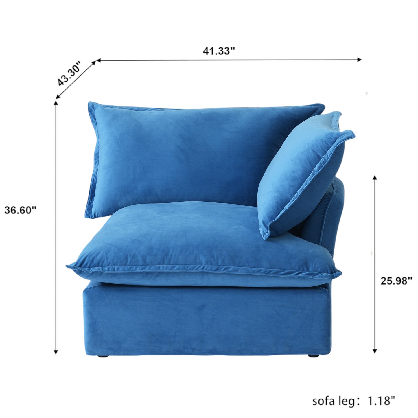 Modular Luxe Right Facing Armrest Piece in Blue