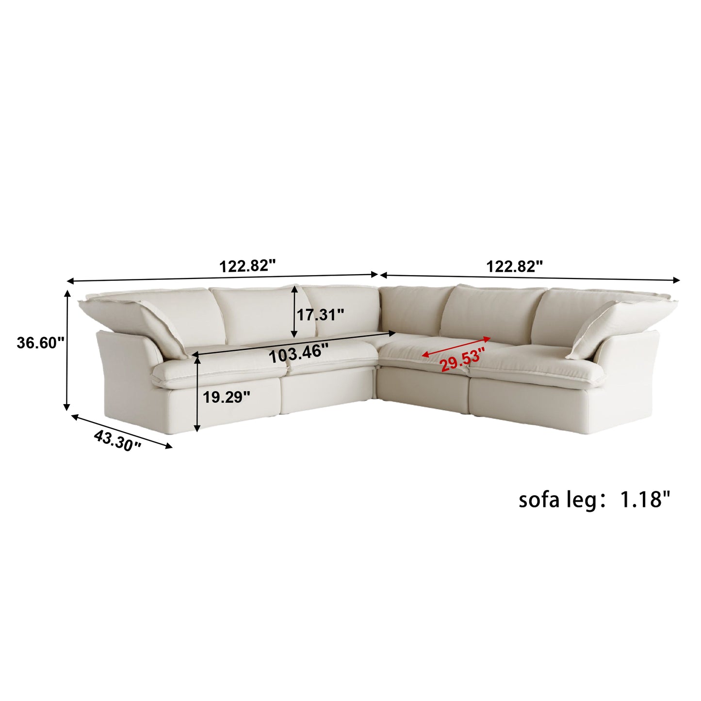 Modular Luxe 5-Seater Corner Sectional in Beige