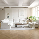 Modular Luxe 5-Seater Corner Sectional + Ottoman in White — Nationwide