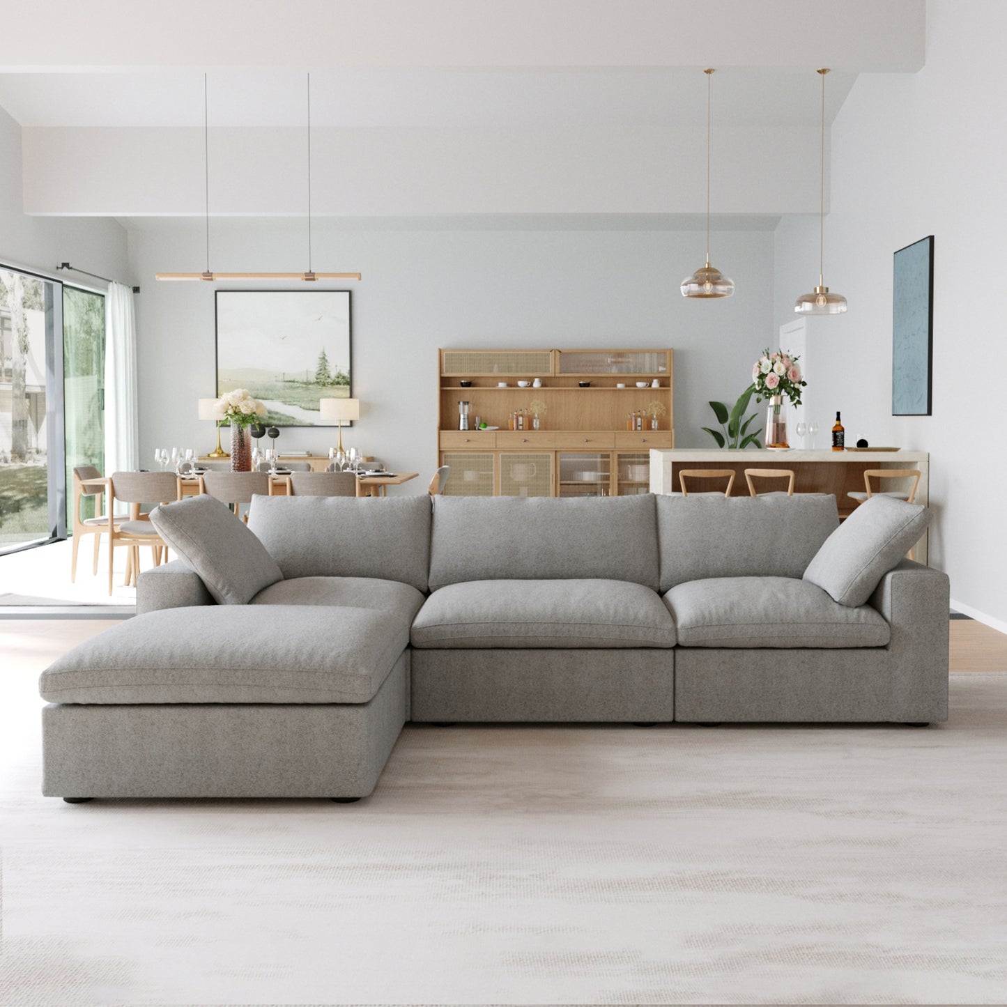 Classic Modular 3-Seater Sectional in Gray