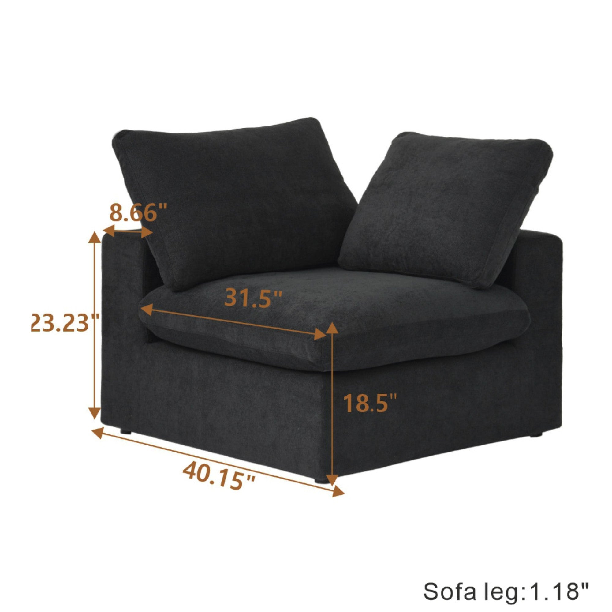 Slipcover Only! Juno Classic Corner Piece in Black (L&R Armrest)