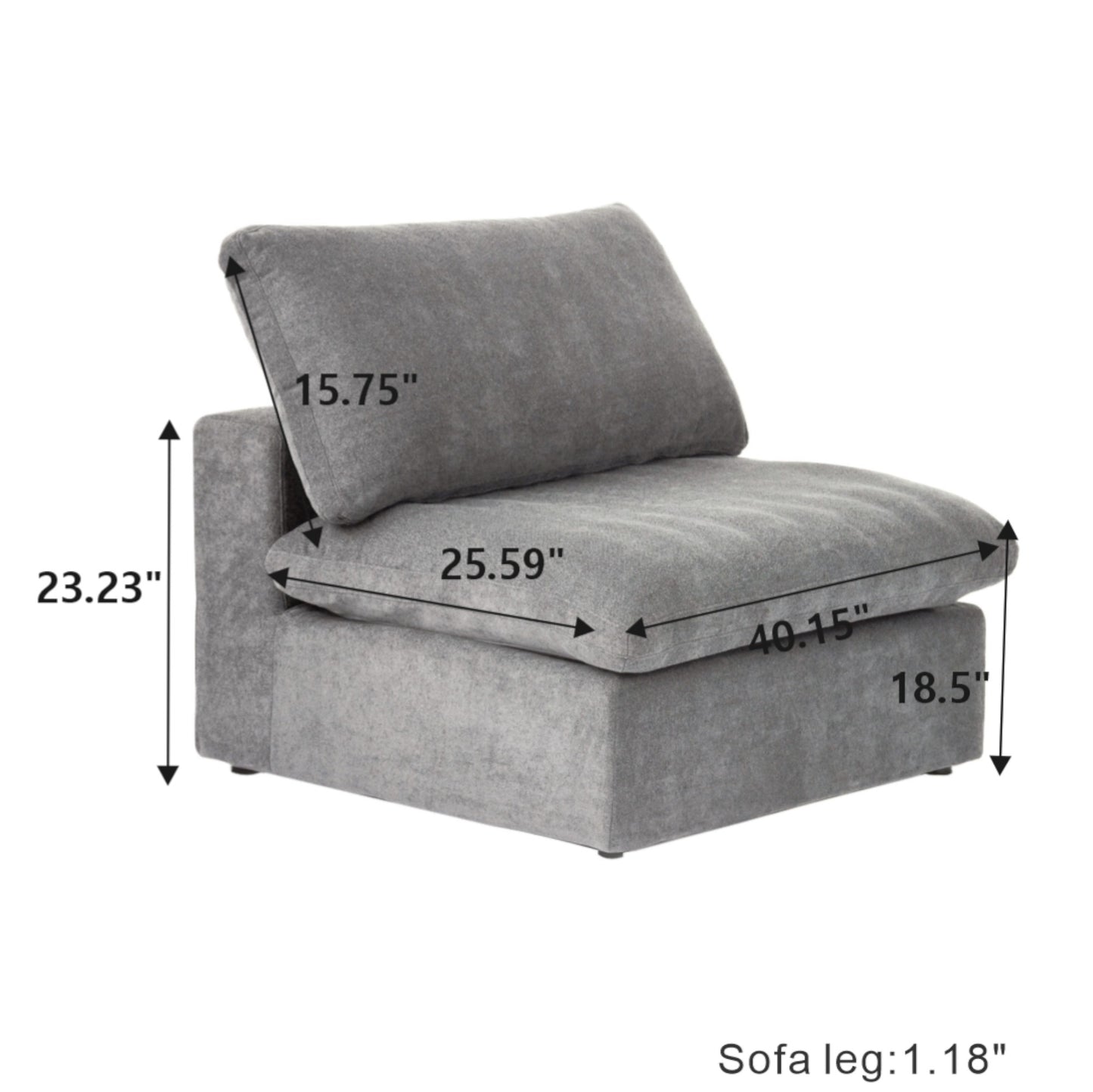 Classic Modular Armless/Median Piece in Gray