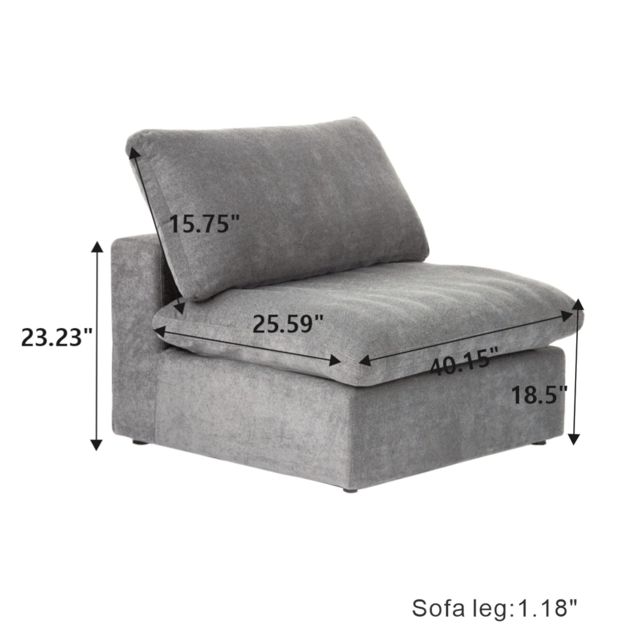 Slipcover Only! Classic Modular Armless/Median Piece in Gray