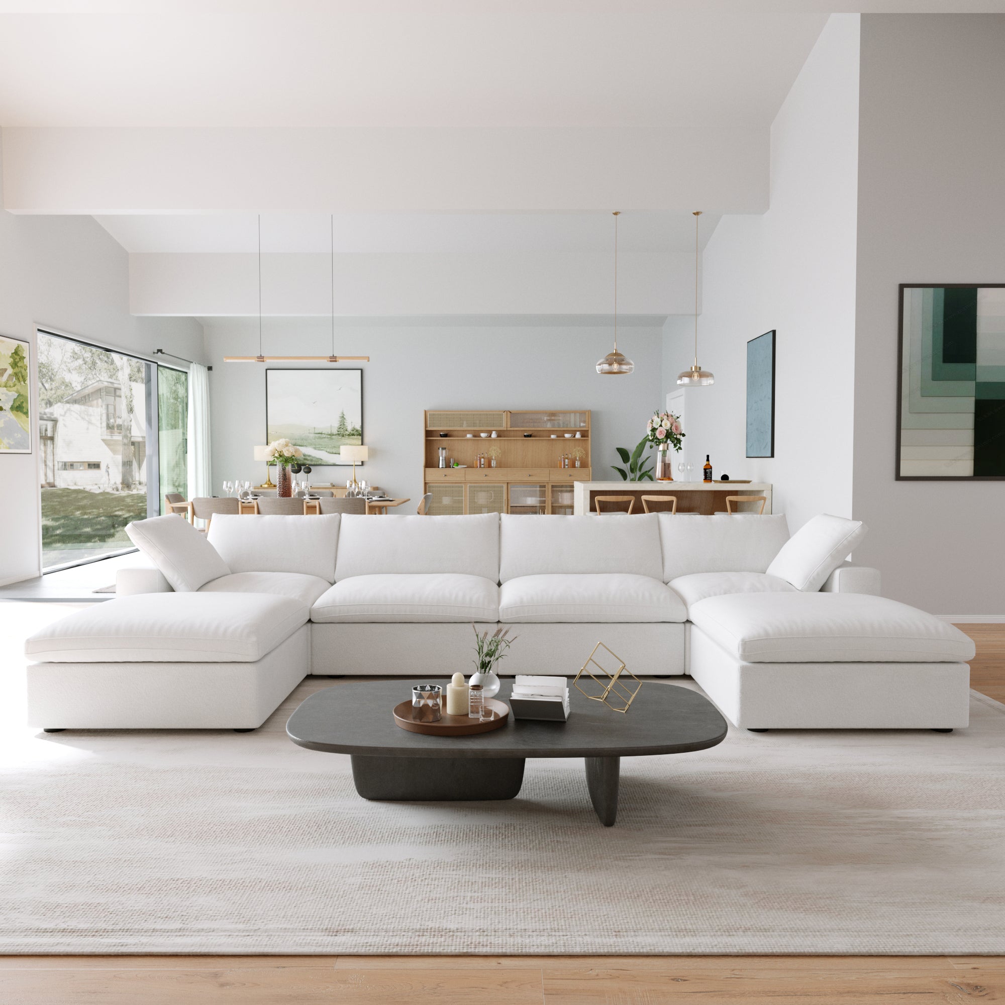 Classic Modular 4-Seater U-Sectional in White — Nationwide